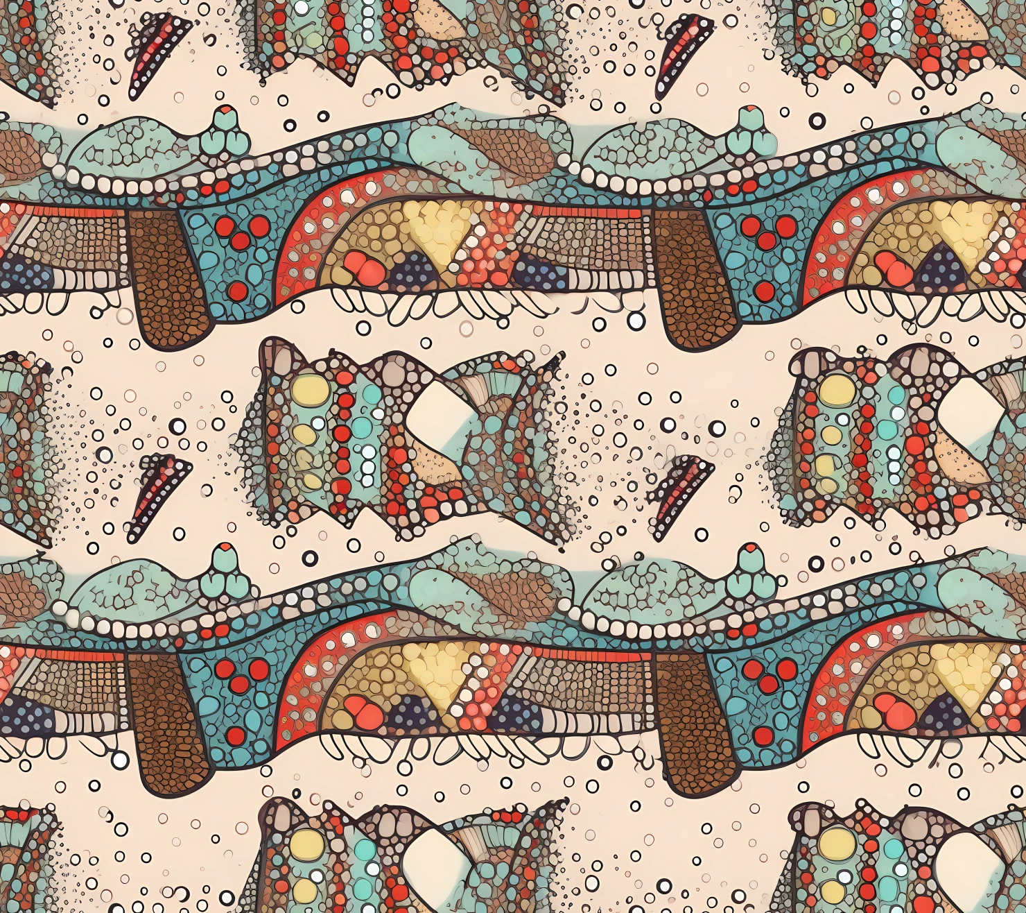 Butterfly dot art boho seamless pattern on a light color background #29380