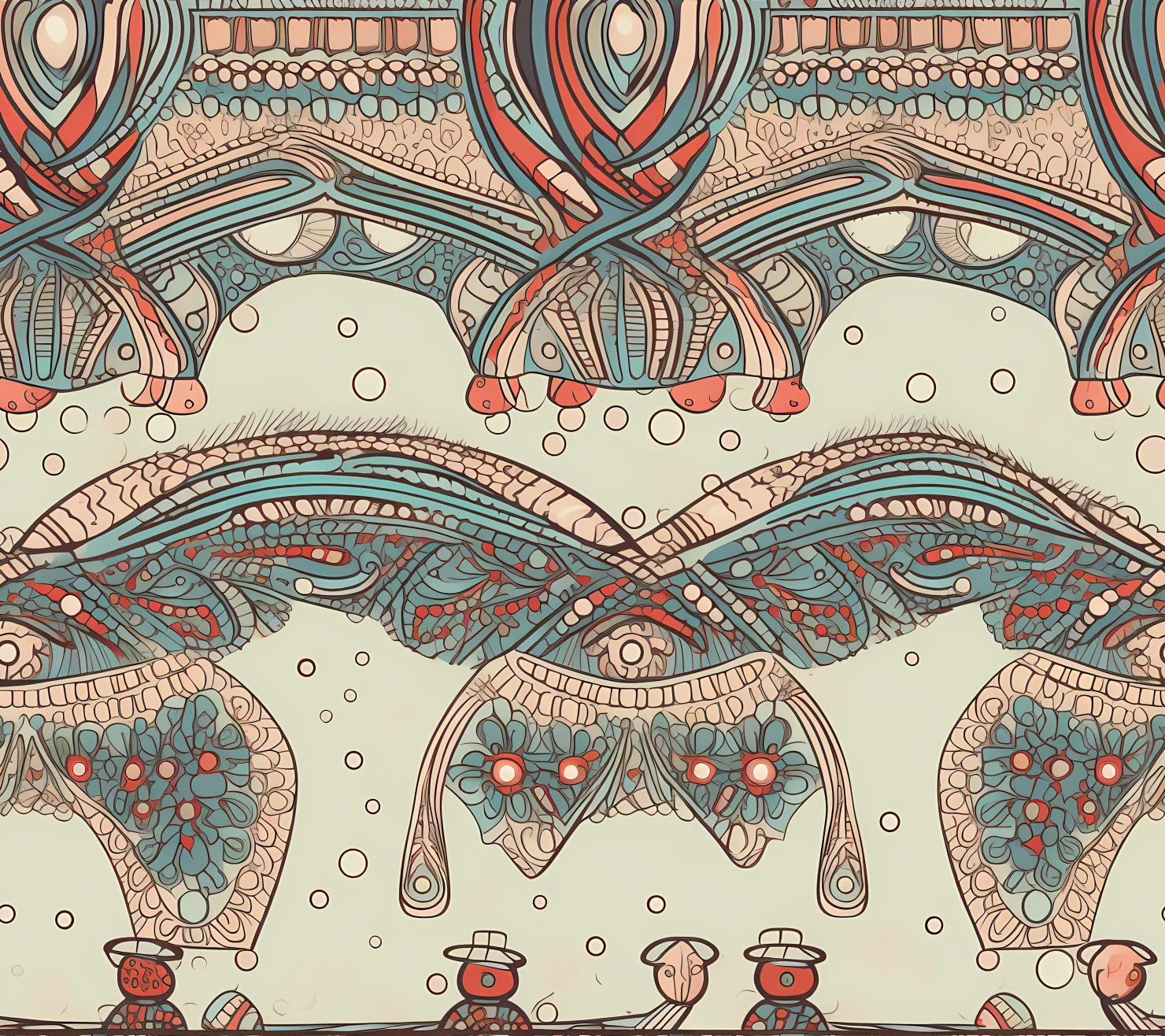 Butterfly dot art boho seamless pattern on a light color background #29383