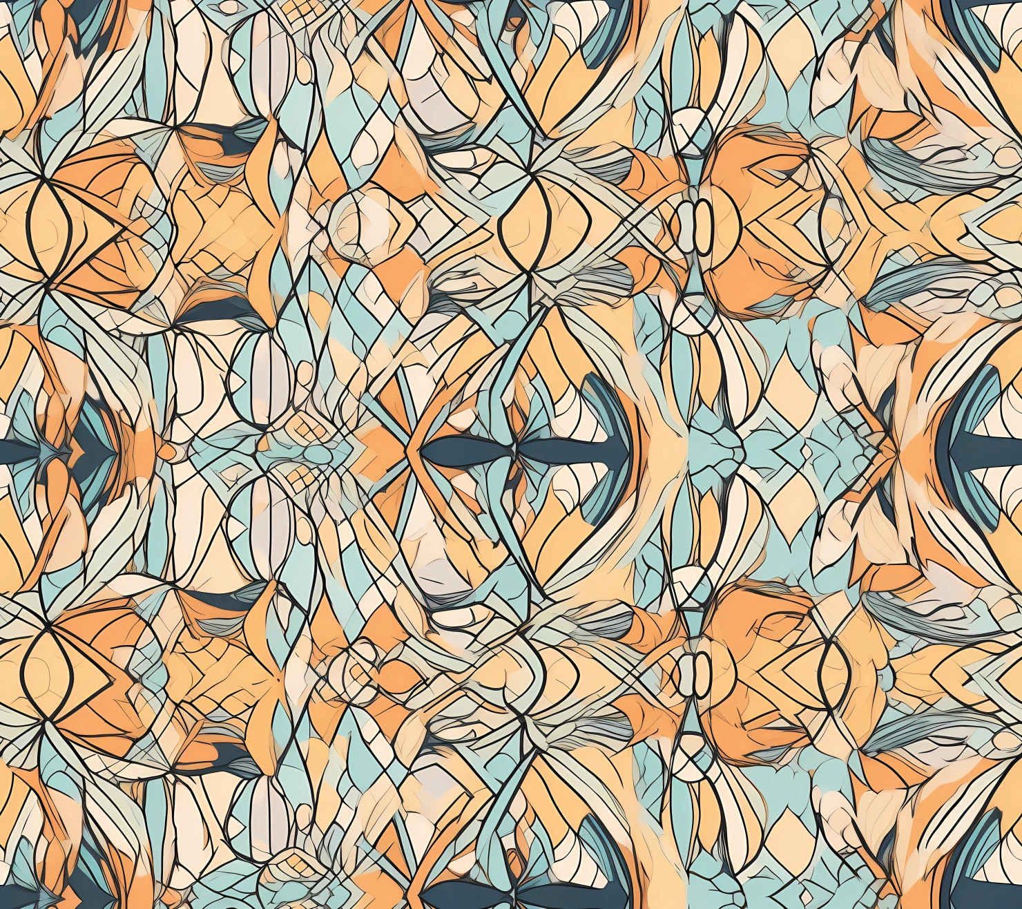 Calligraphy design boho seamless pattern on a light color background #29405