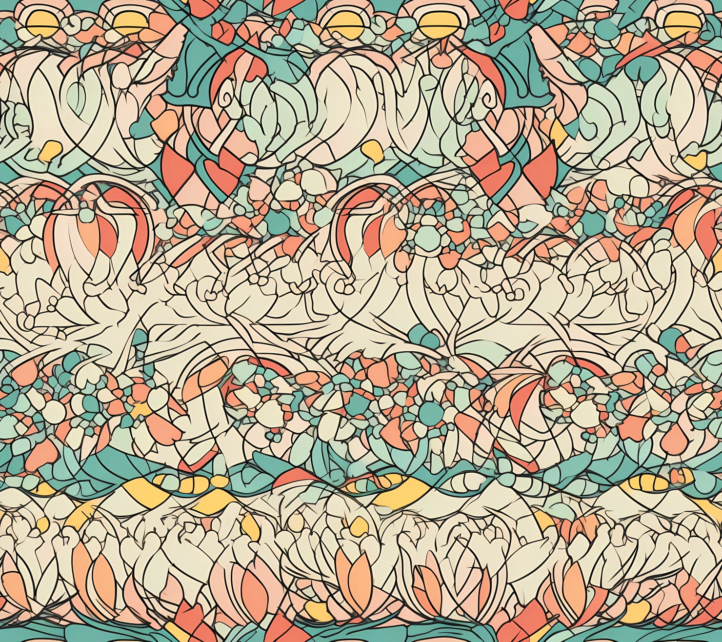 Calligraphy design boho seamless pattern on a light color background #29406