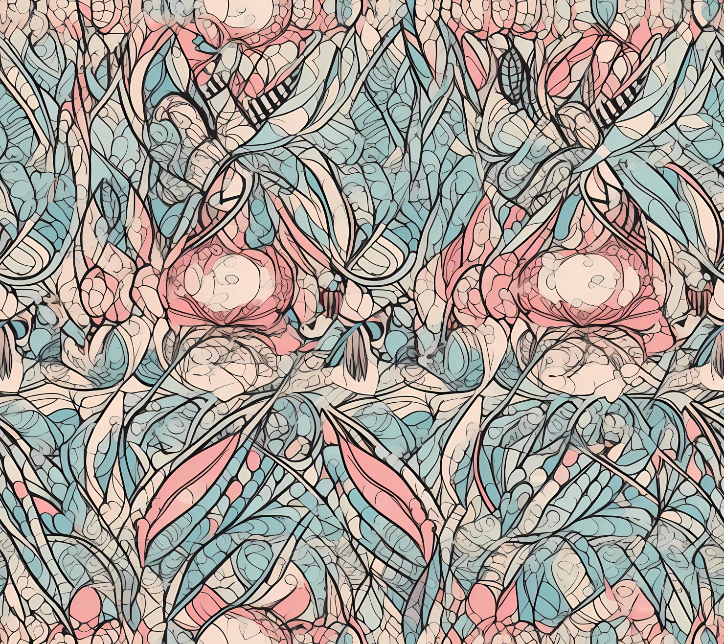 Calligraphy design boho seamless pattern on a light color background #29407