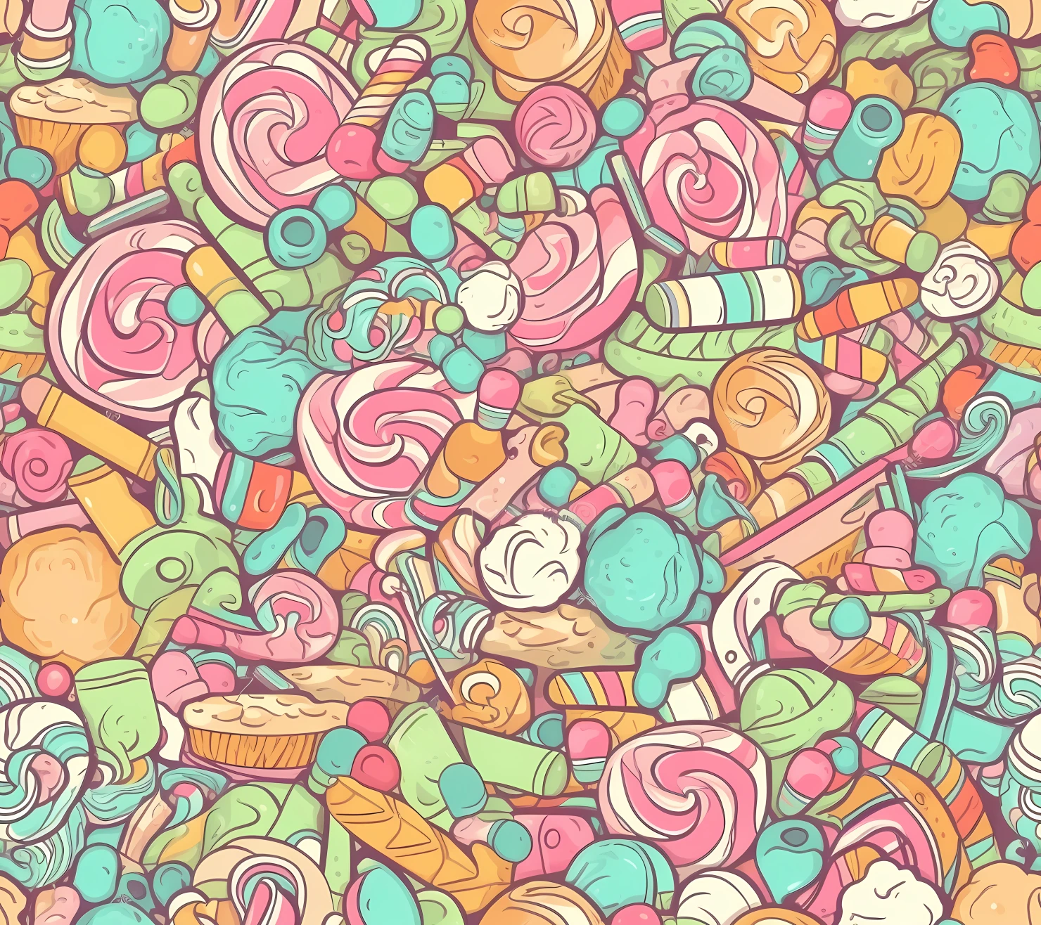Candy seamless pattern on a light color background #29425