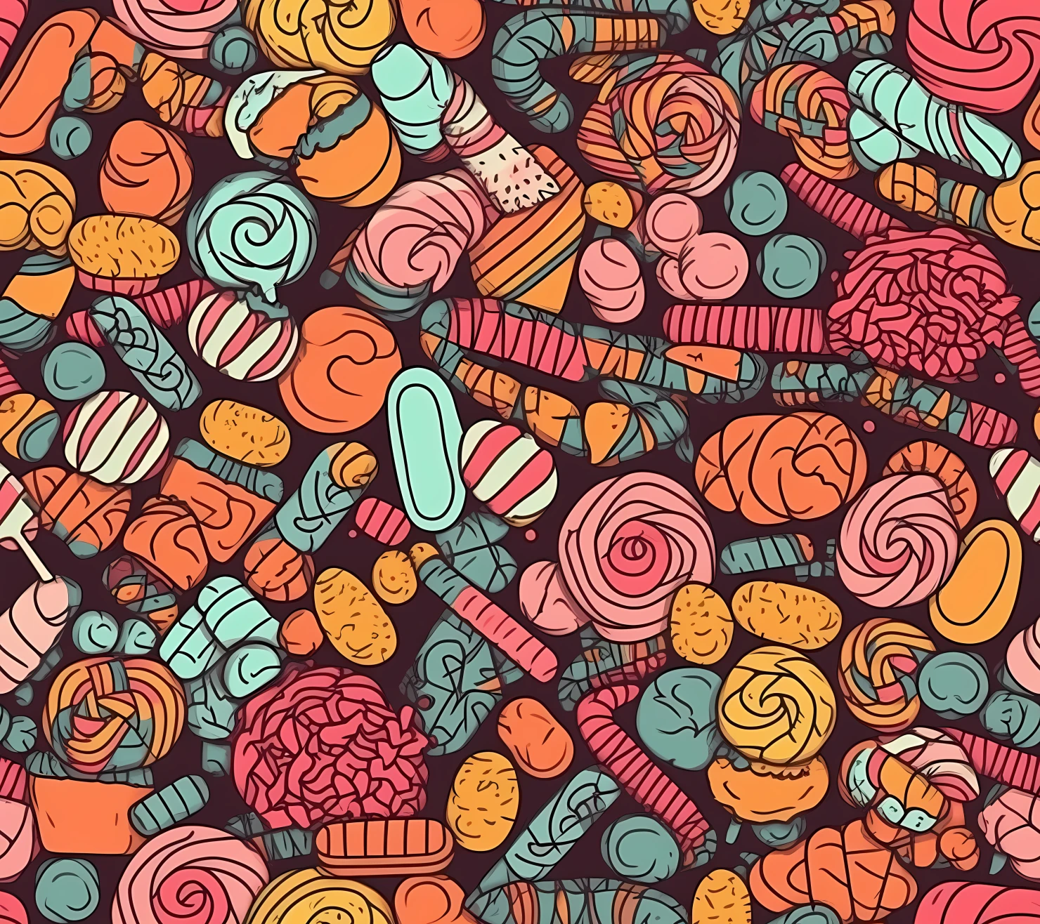 Candy seamless pattern on a light color background #29440