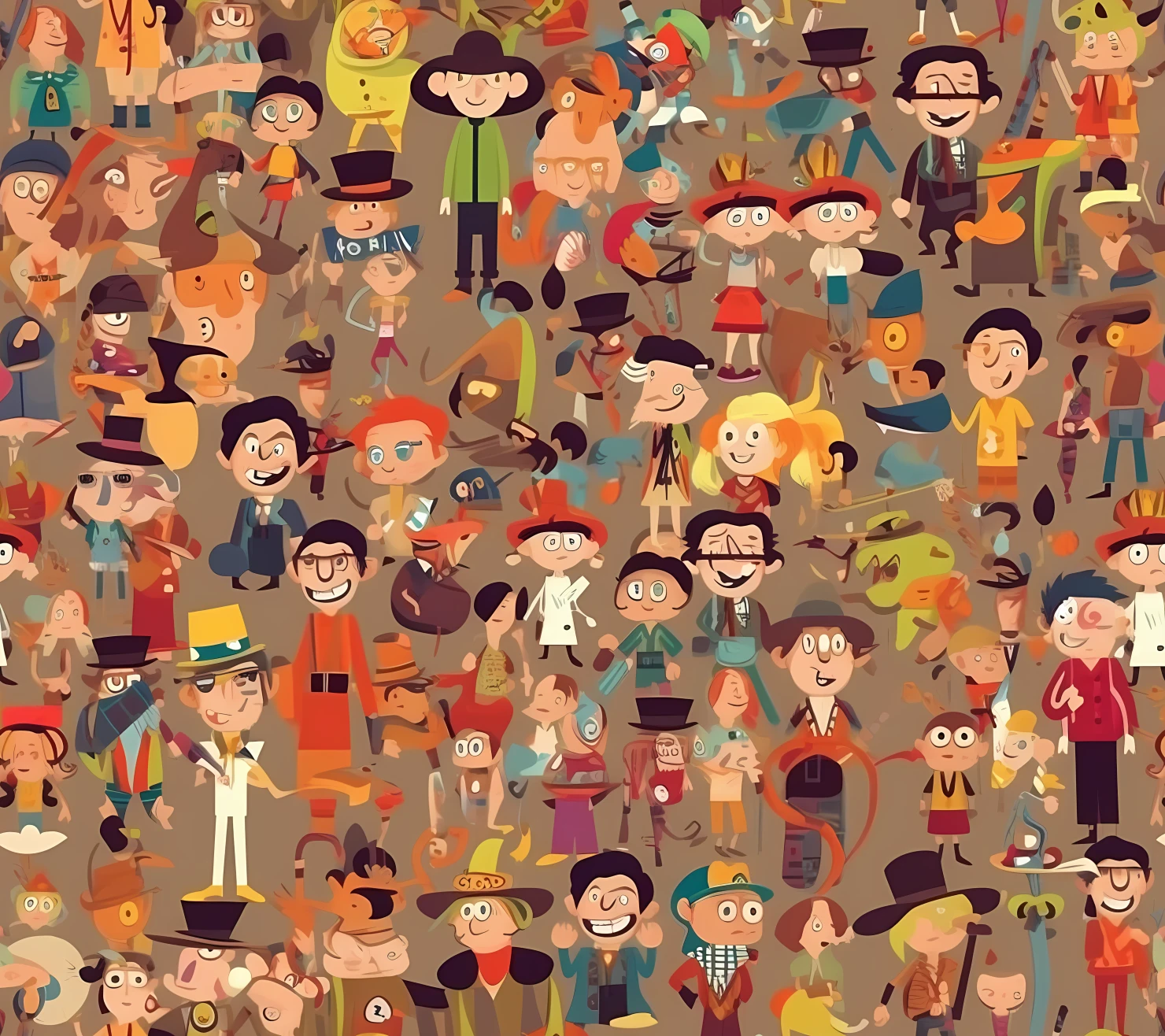 Cartoon characters seamless pattern on a light color background #29450