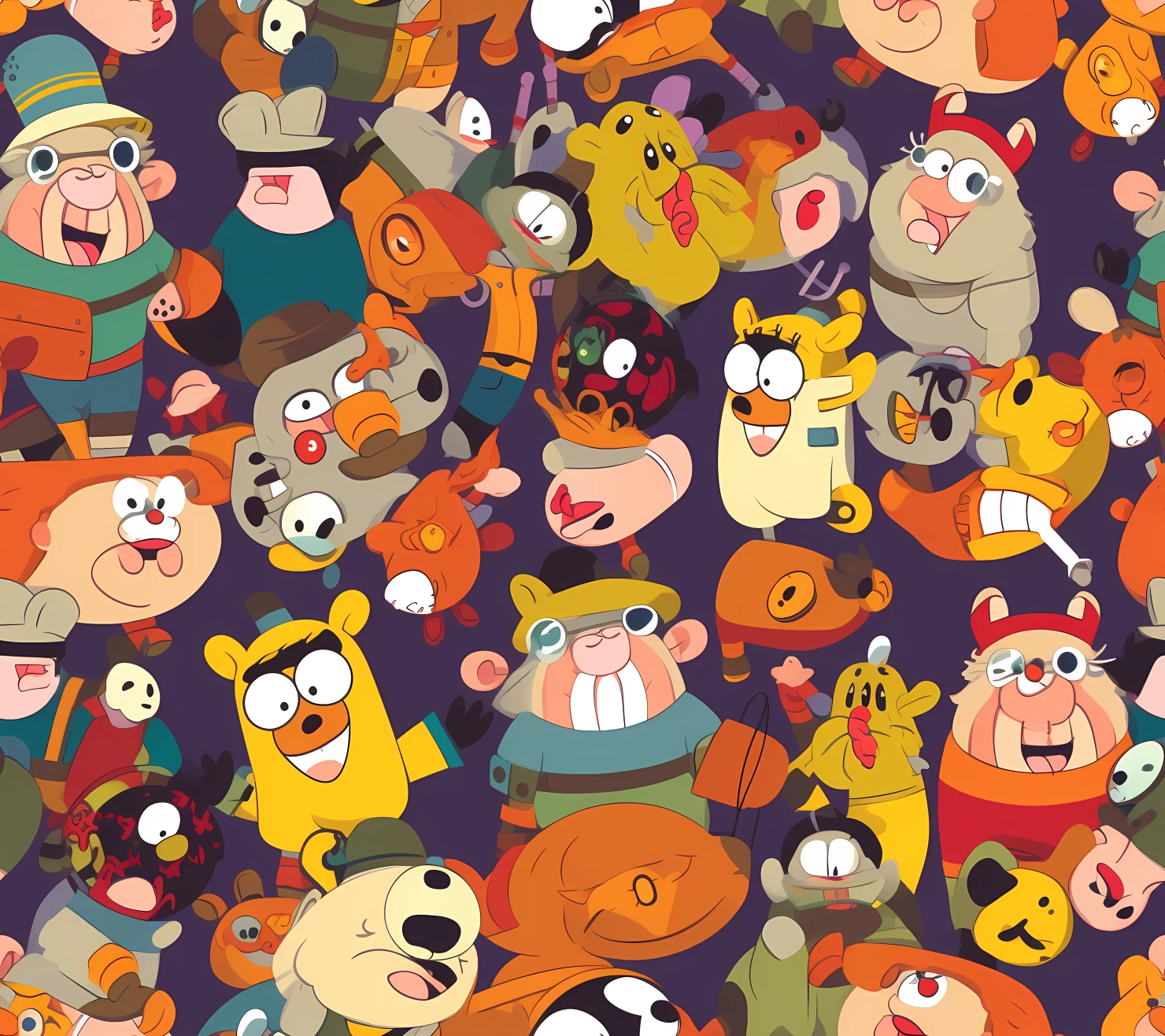 Cartoon characters seamless pattern on a light color background #29451