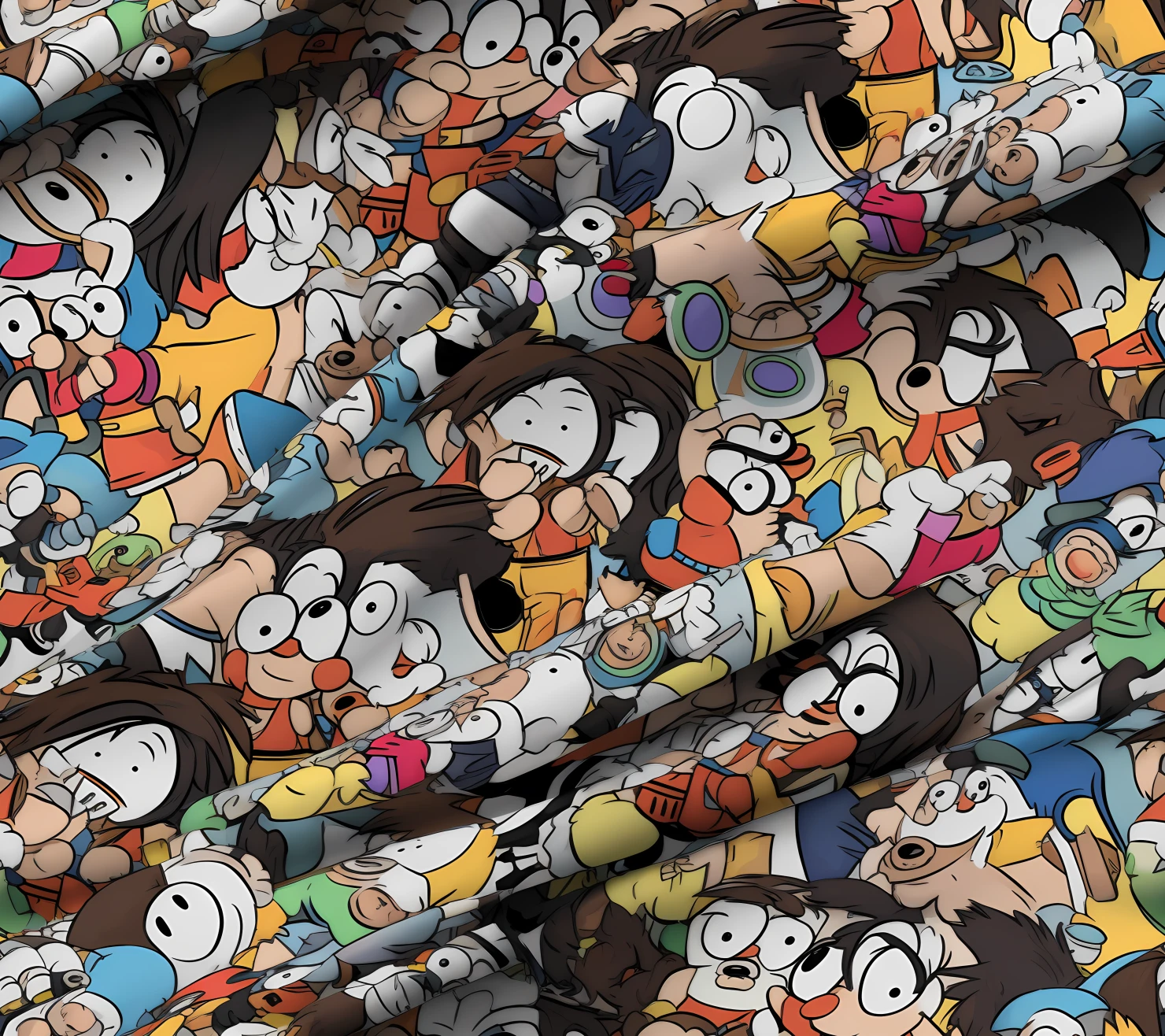 Cartoon characters seamless pattern on a light color background #29452