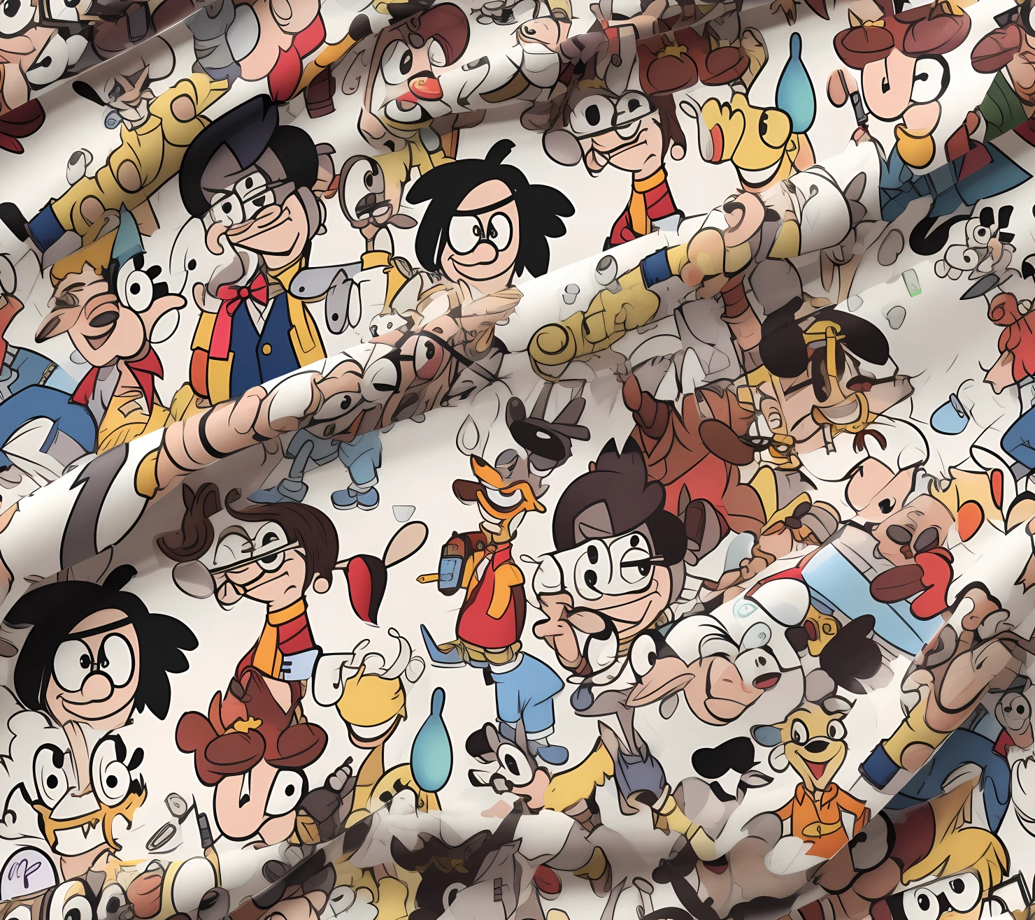 Cartoon characters seamless pattern on a light color background #29453