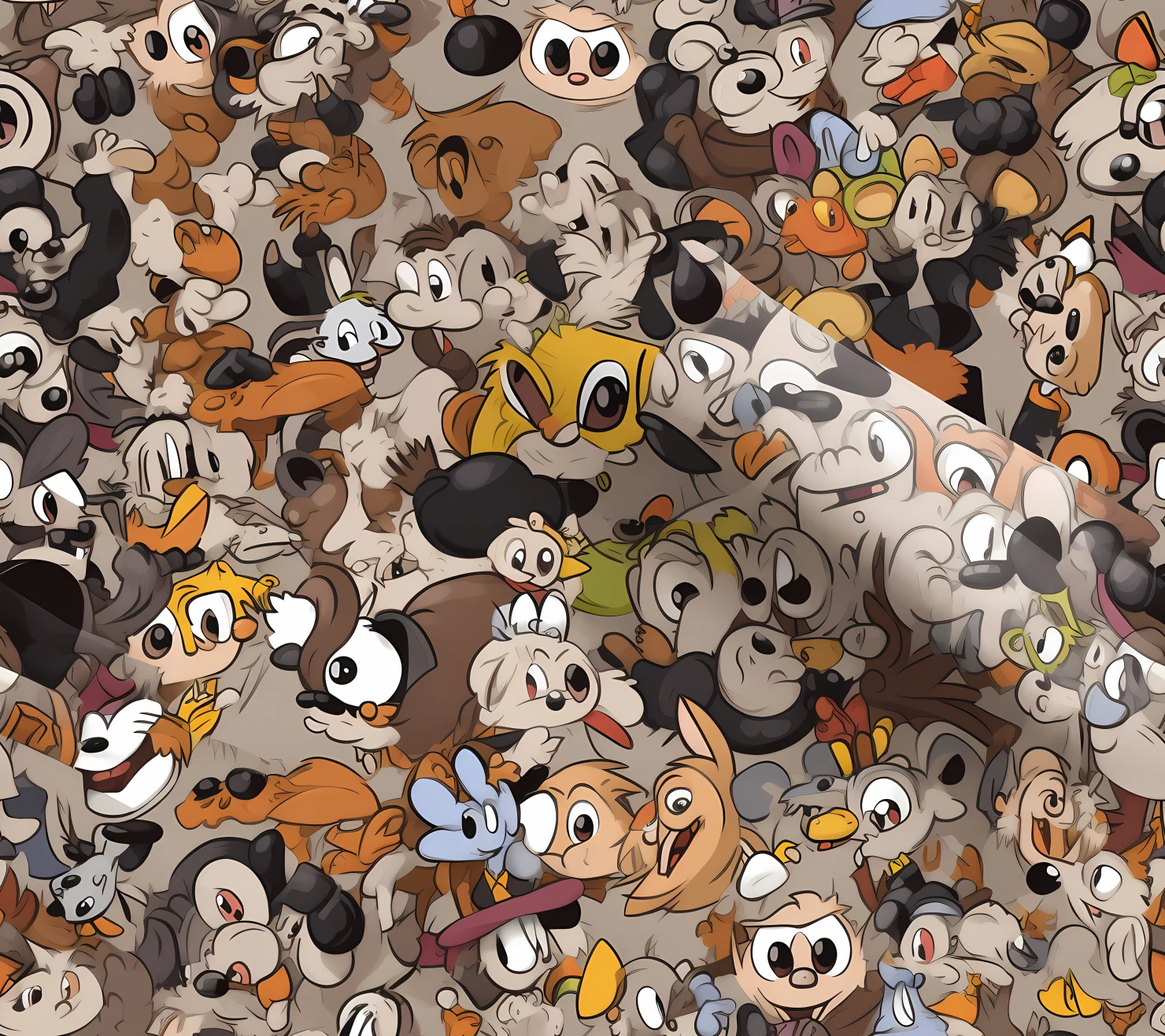 Cartoon characters seamless pattern on a light color background #29454