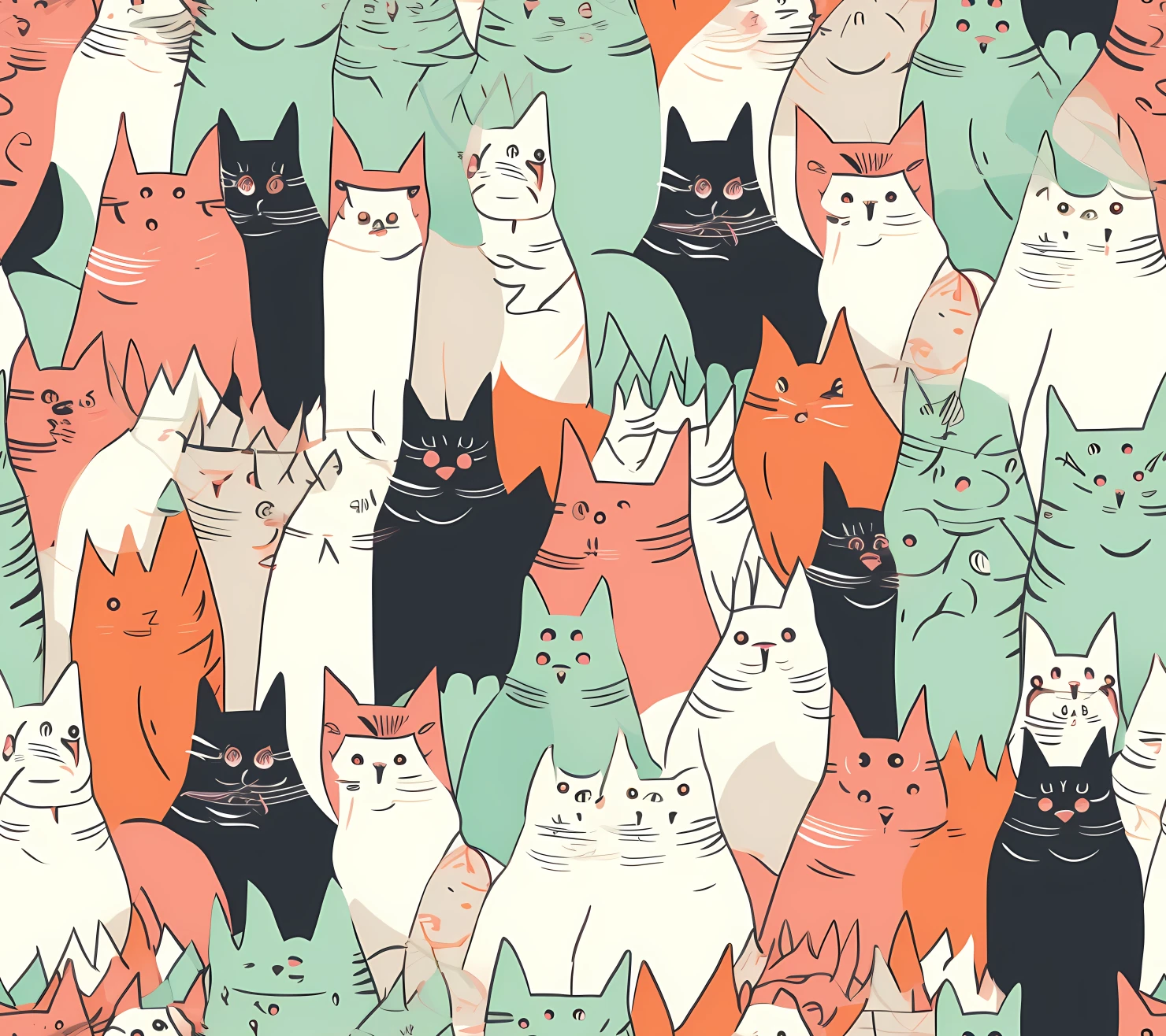 Cat seamless pattern on a light color background #29457
