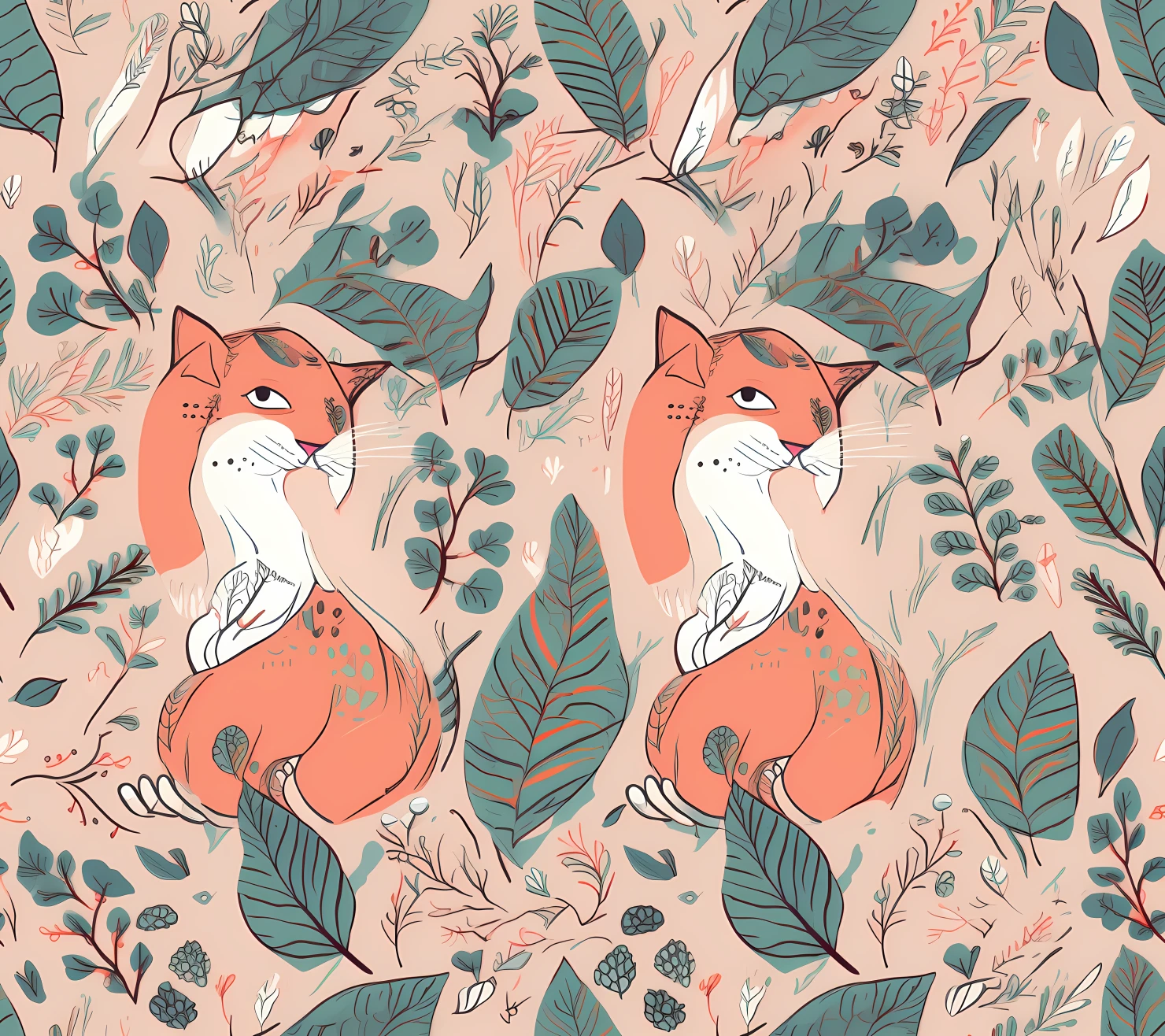 Cat seamless pattern on a light color background #29459
