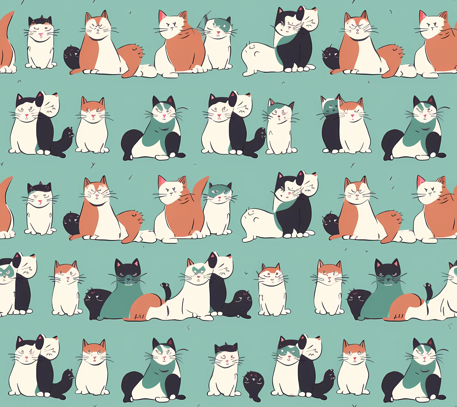 Cat seamless pattern on a light color background #29460