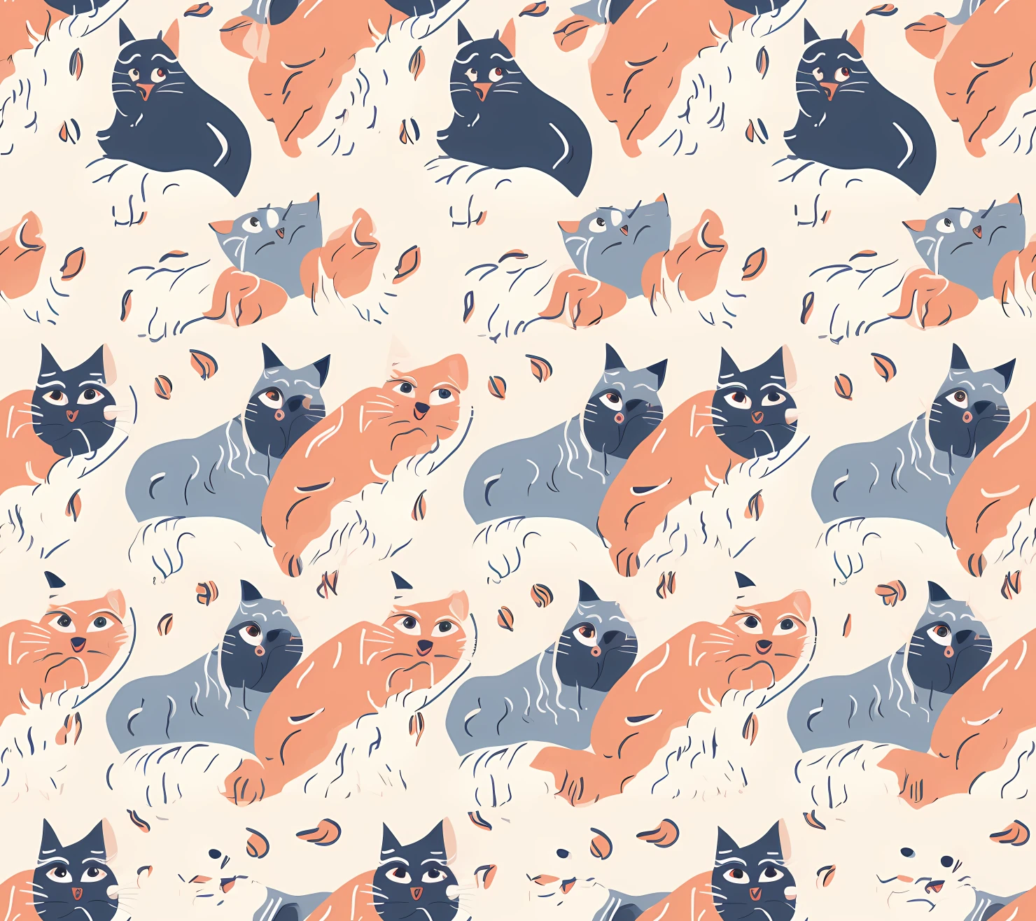 Cat seamless pattern on a light color background #29462