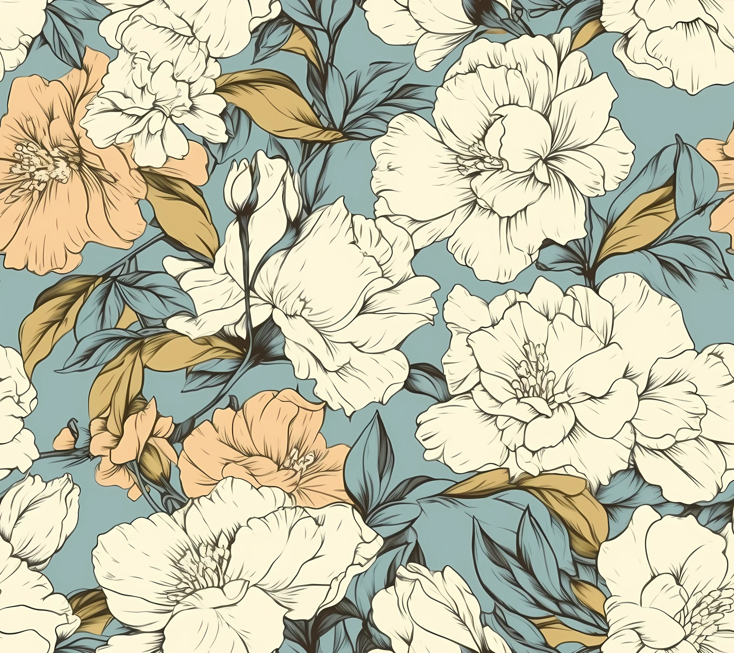 Charlotte floral seamless pattern on a light color background #29463