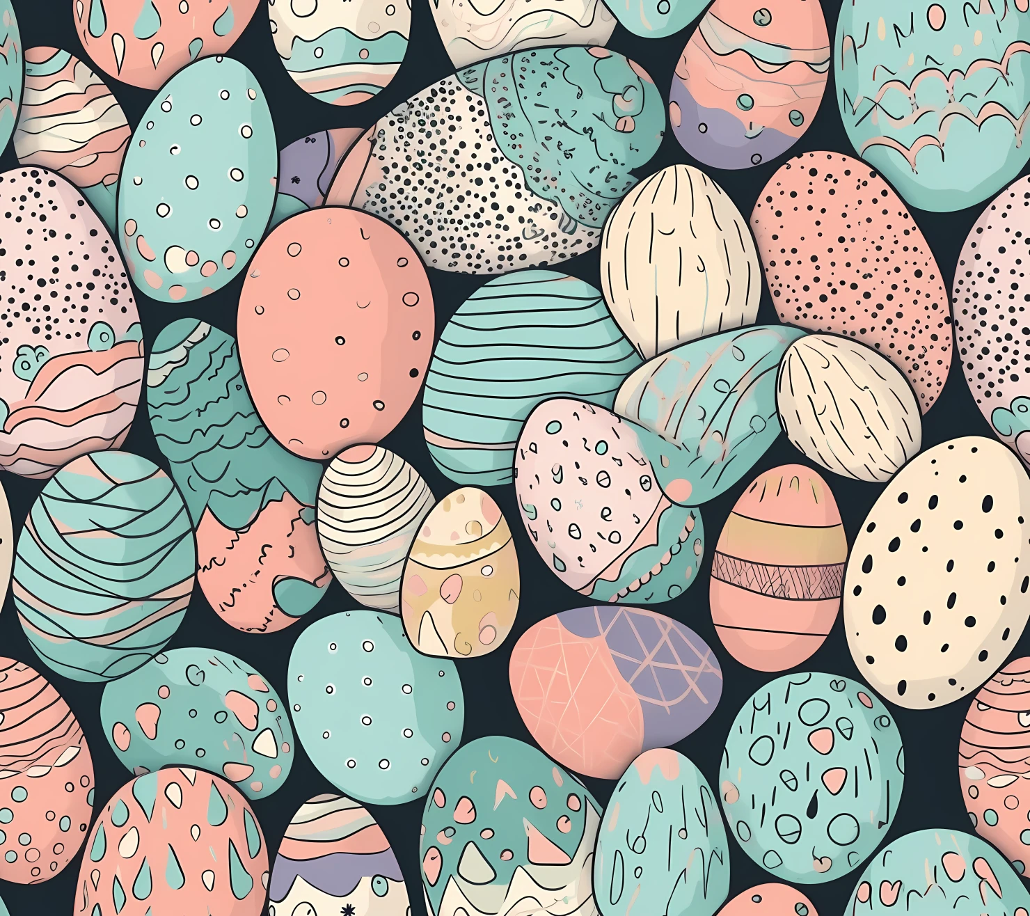 Colorful Easter eggs seamless pattern on a light color background #29495