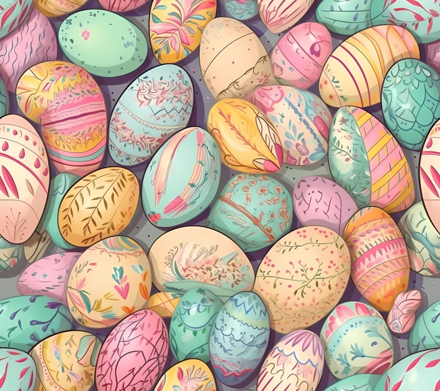 Colorful Easter eggs seamless pattern on a light color background #29496