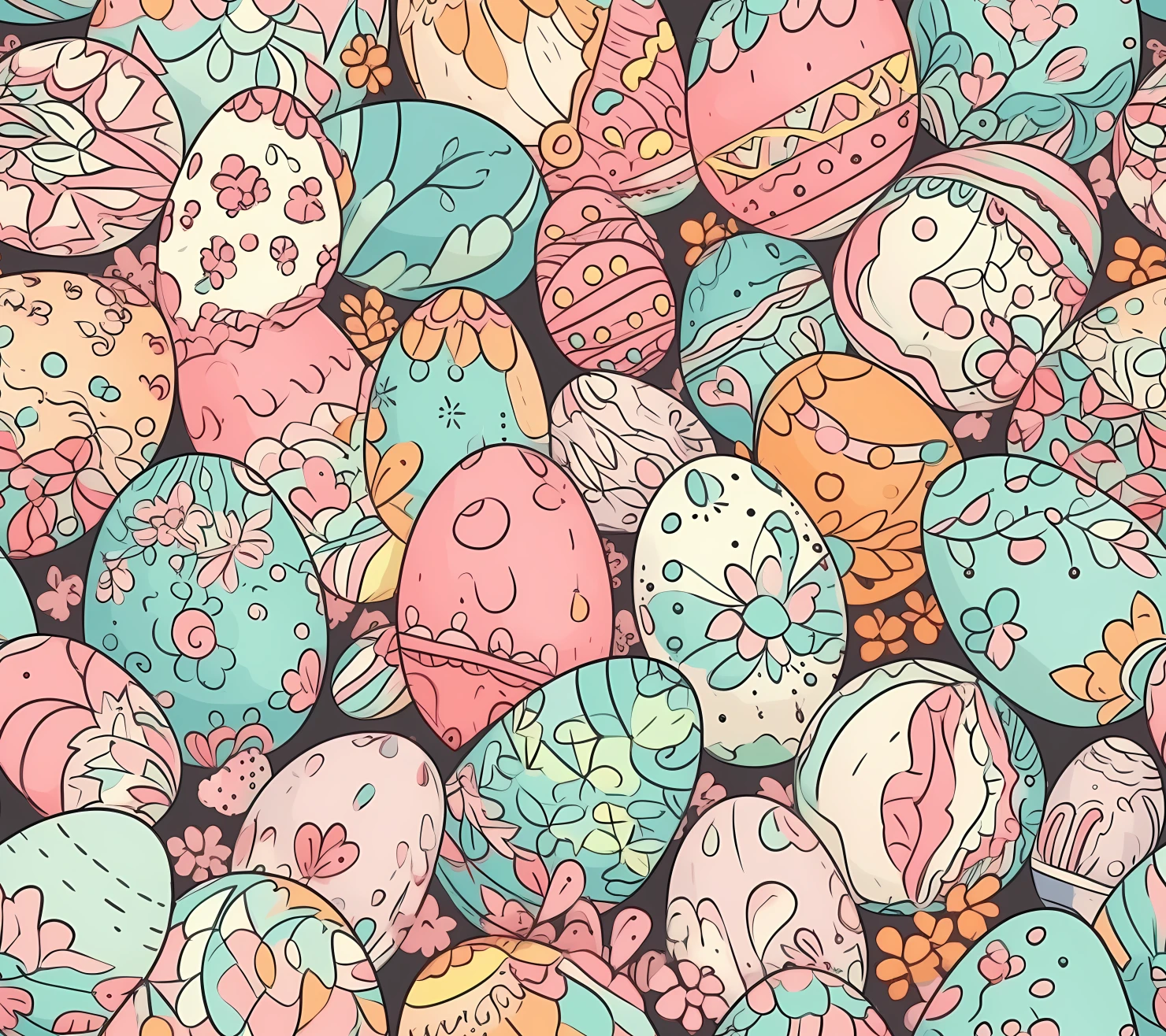 Colorful Easter eggs seamless pattern on a light color background #29499