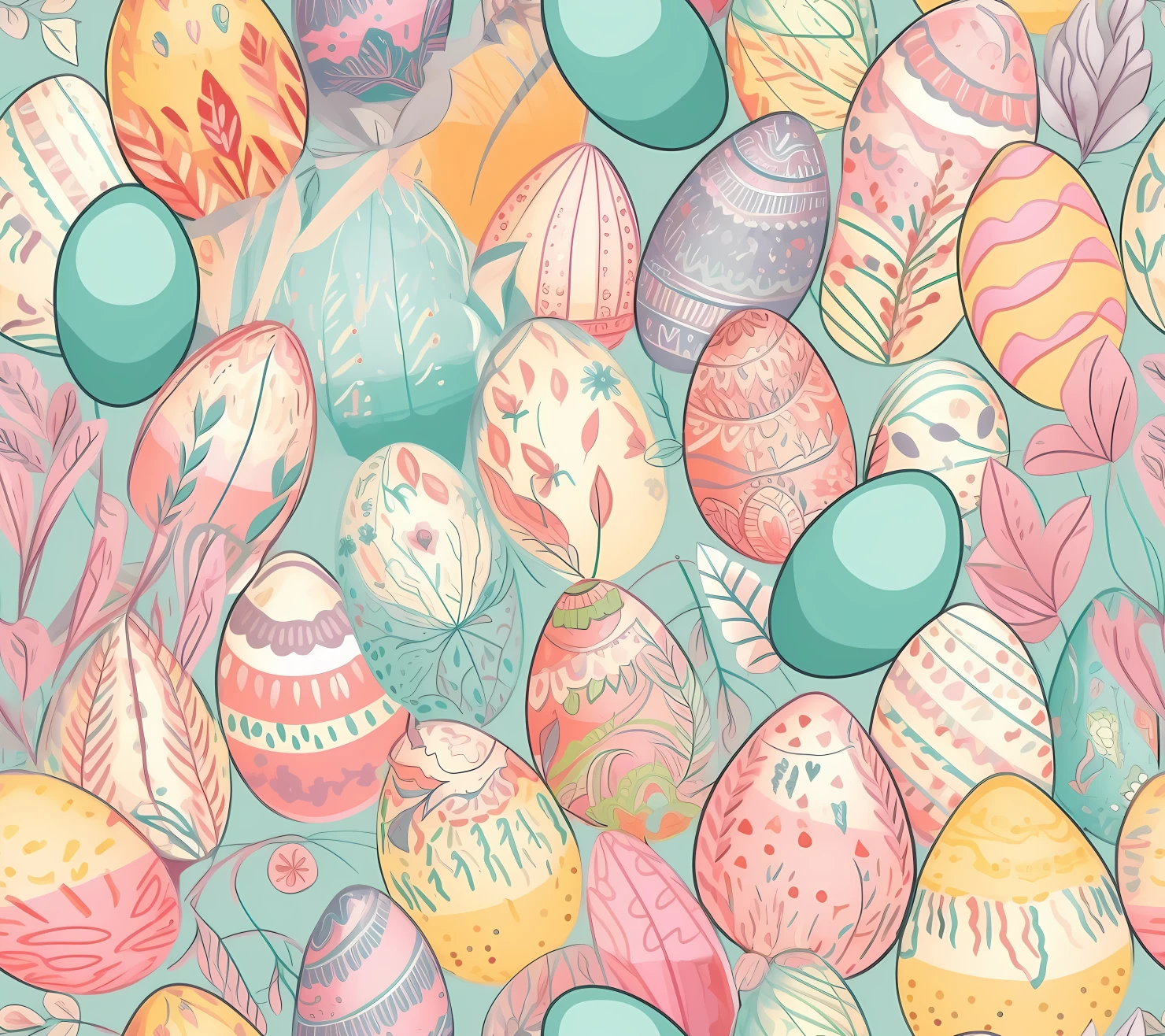 Colorful Easter eggs seamless pattern on a light color background #29500