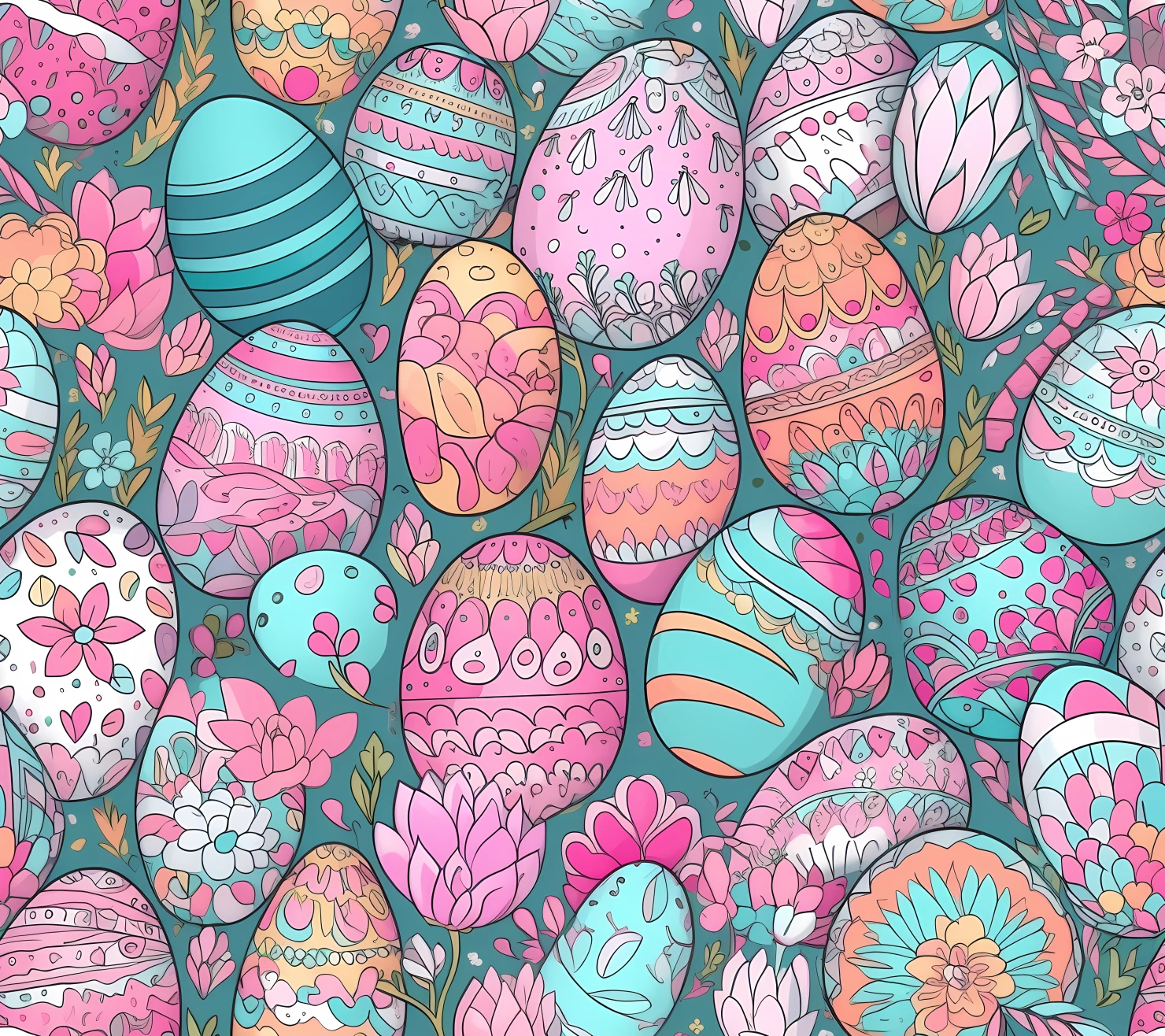 Colorful Easter eggs seamless pattern on a light color background #29501