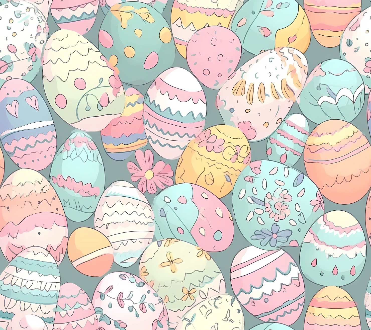 Colorful Easter eggs seamless pattern on a light color background #29502