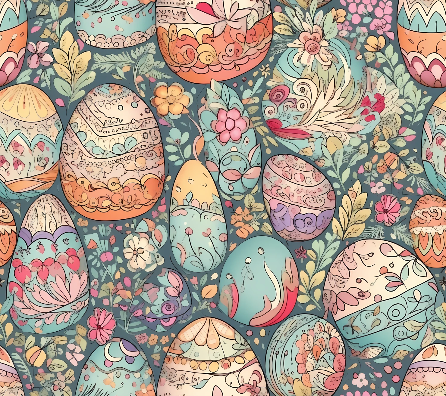 Colorful Easter eggs seamless pattern on a light color background #29505