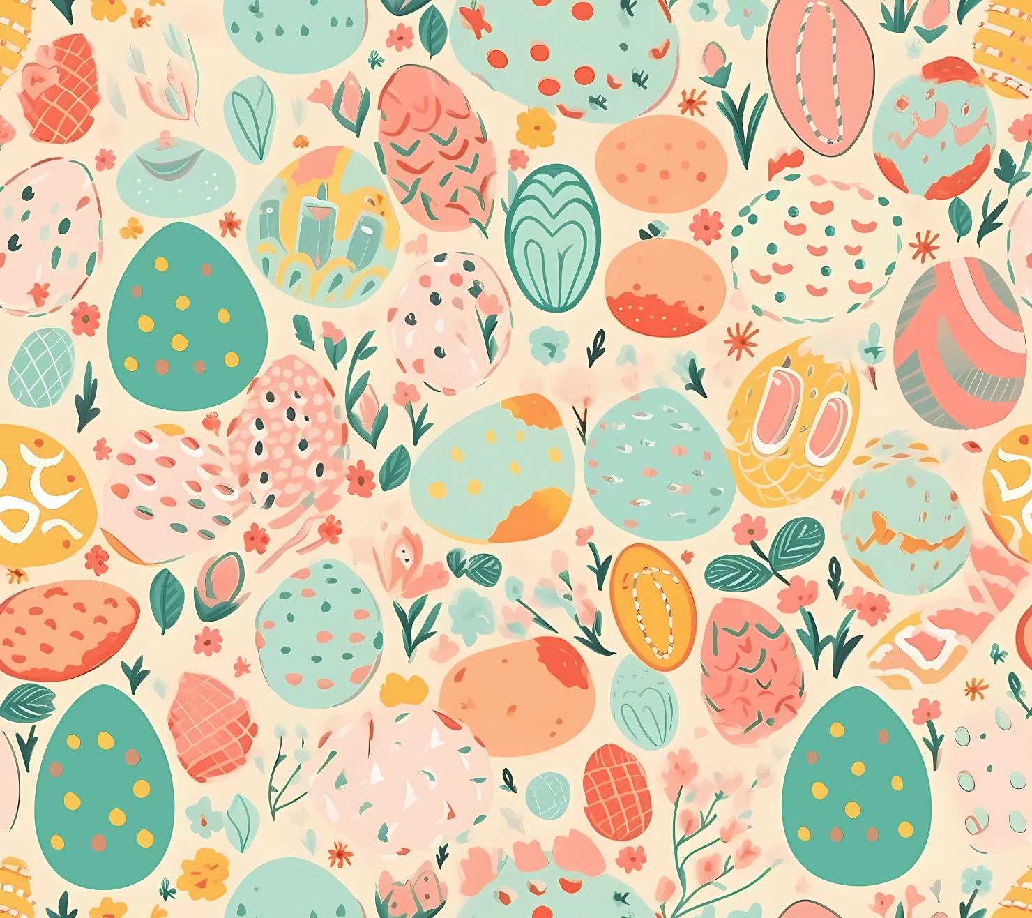 Colorful Easter eggs seamless pattern on a light color background #29506
