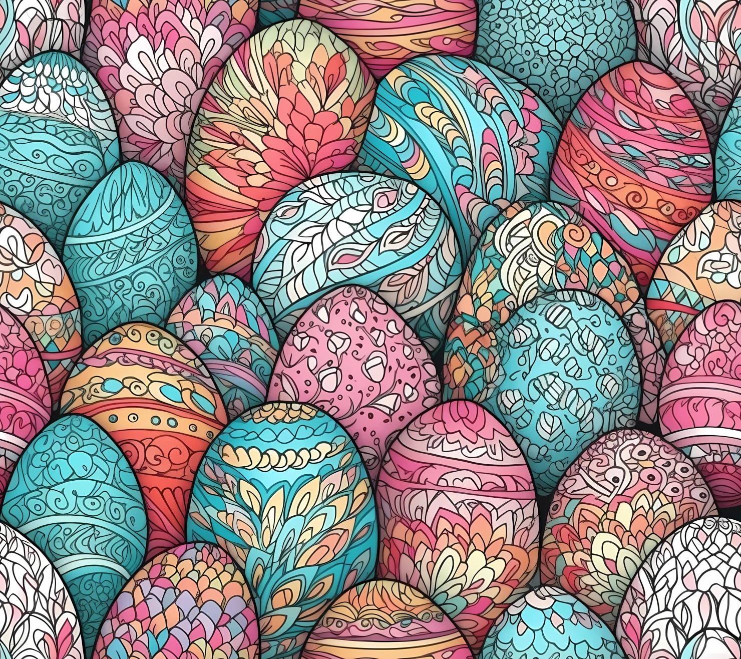 Colorful Easter eggs seamless pattern on a light color background #29507