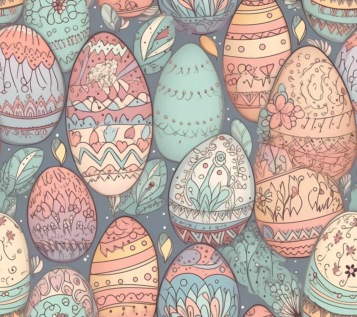 Colorful Easter eggs seamless pattern on a light color background #29508