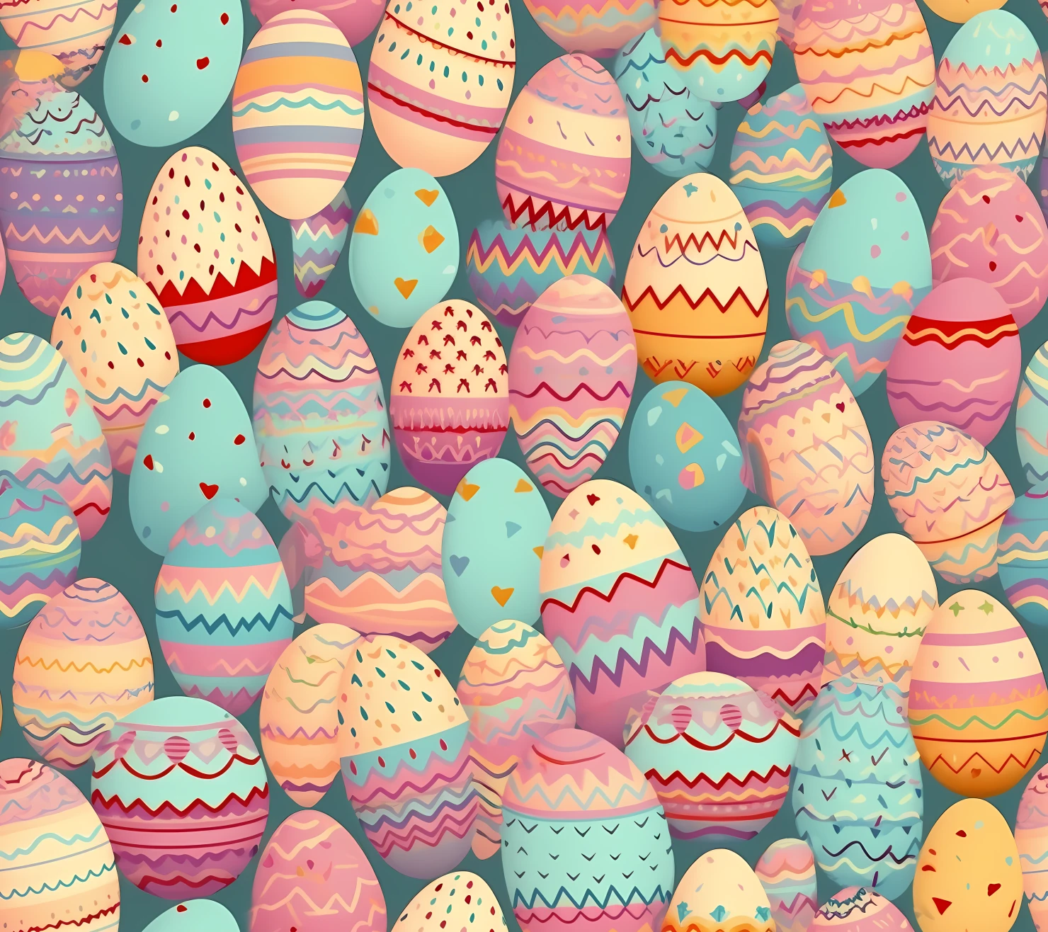Colorful Easter eggs seamless pattern on a light color background #29509