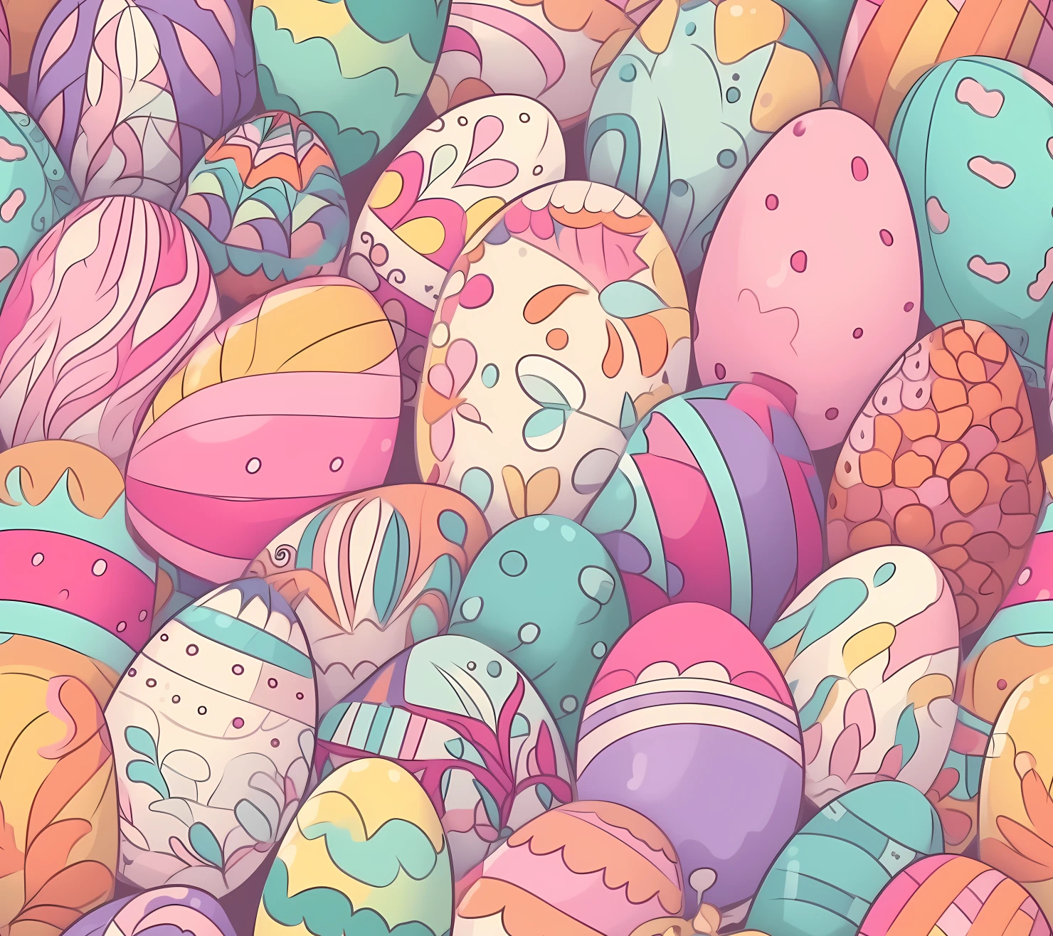 Colorful Easter eggs seamless pattern on a light color background #29510