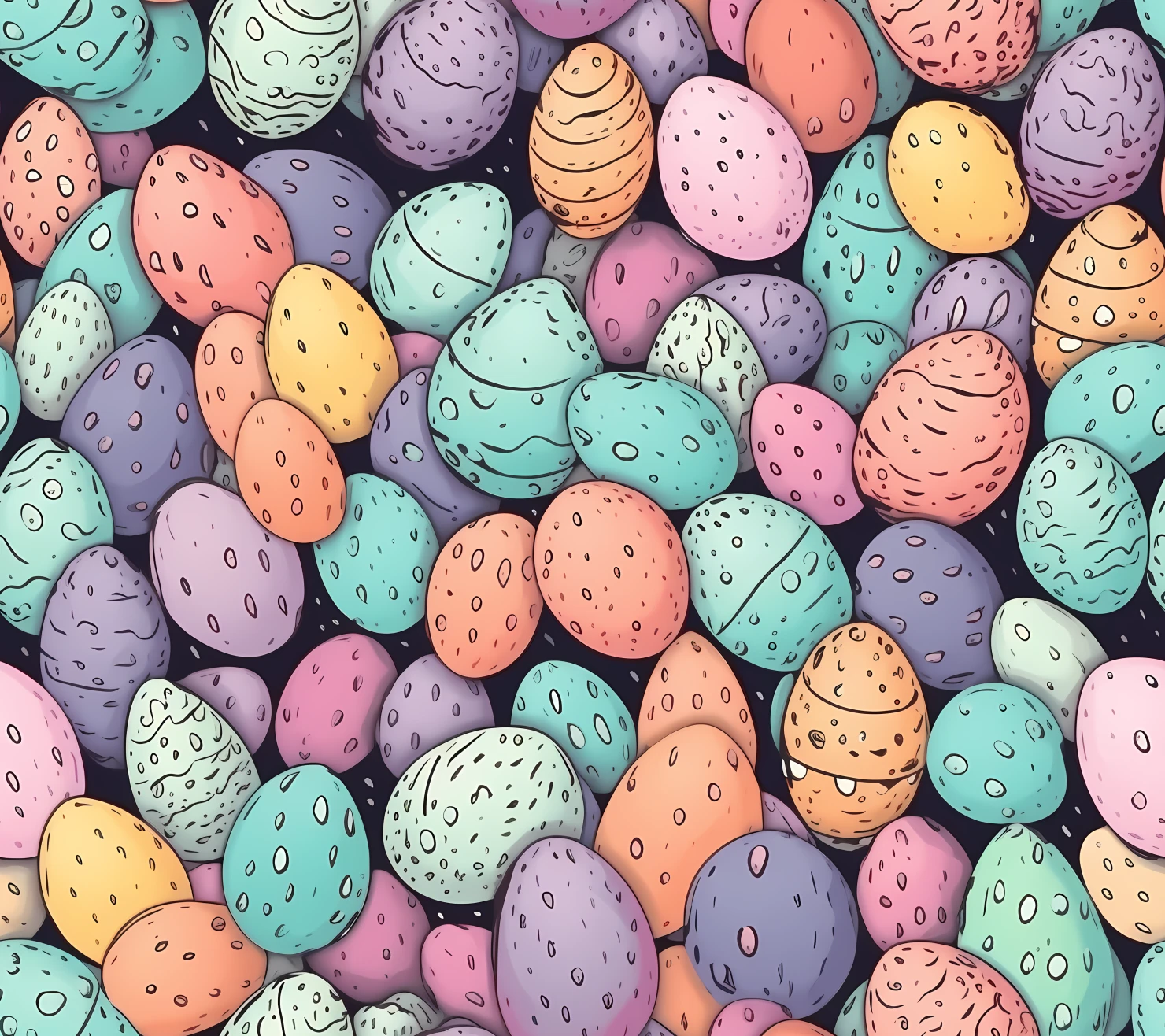 Colorful Easter eggs seamless pattern on a light color background #29511