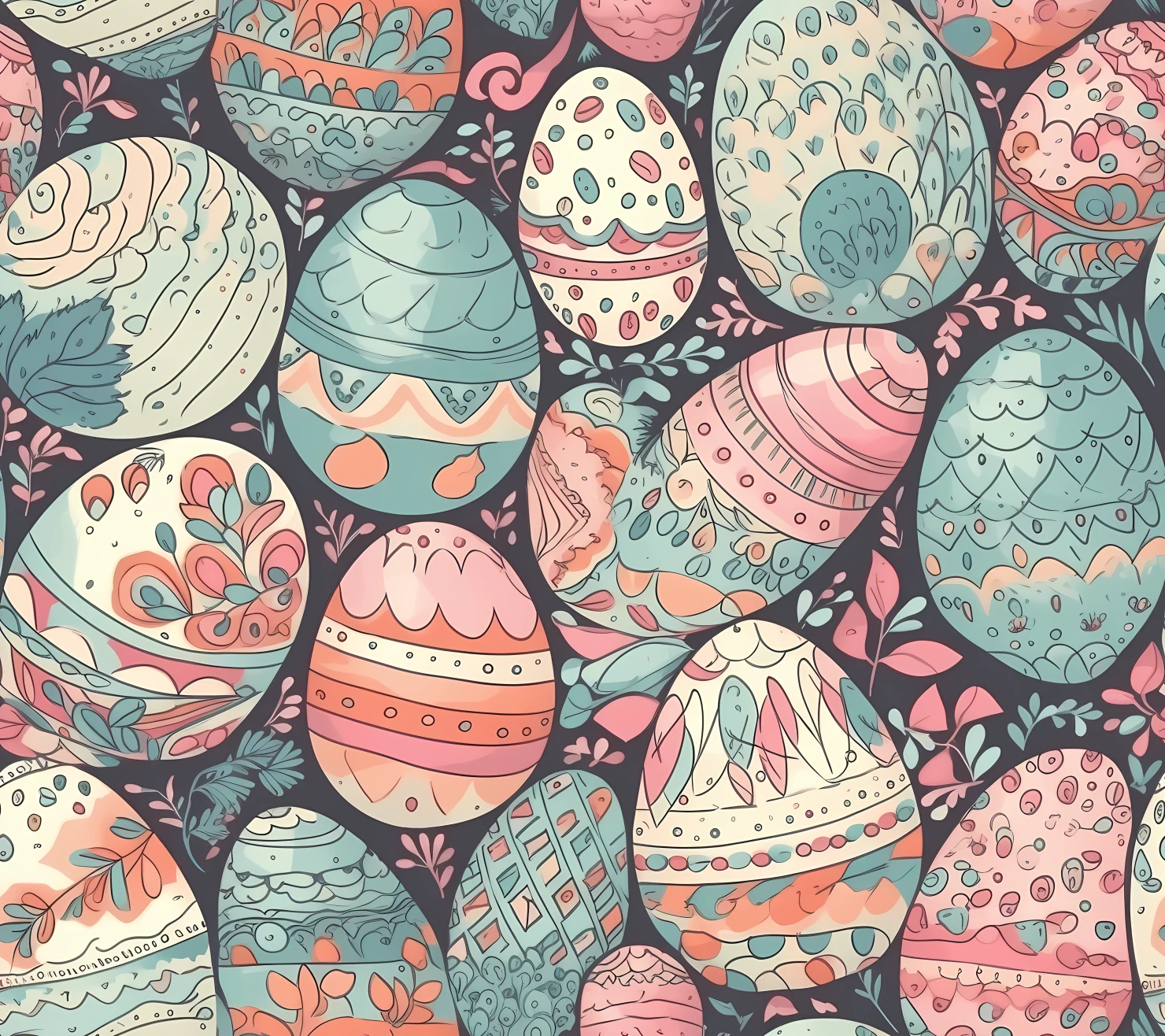 Colorful Easter eggs seamless pattern on a light color background #29512