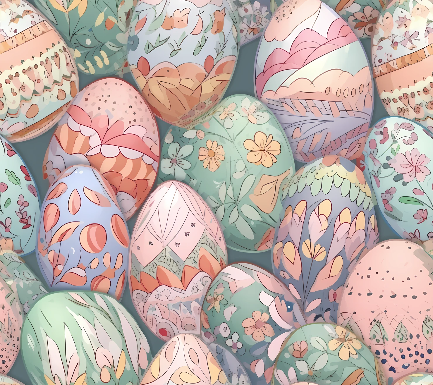 Colorful Easter eggs seamless pattern on a light color background #29514