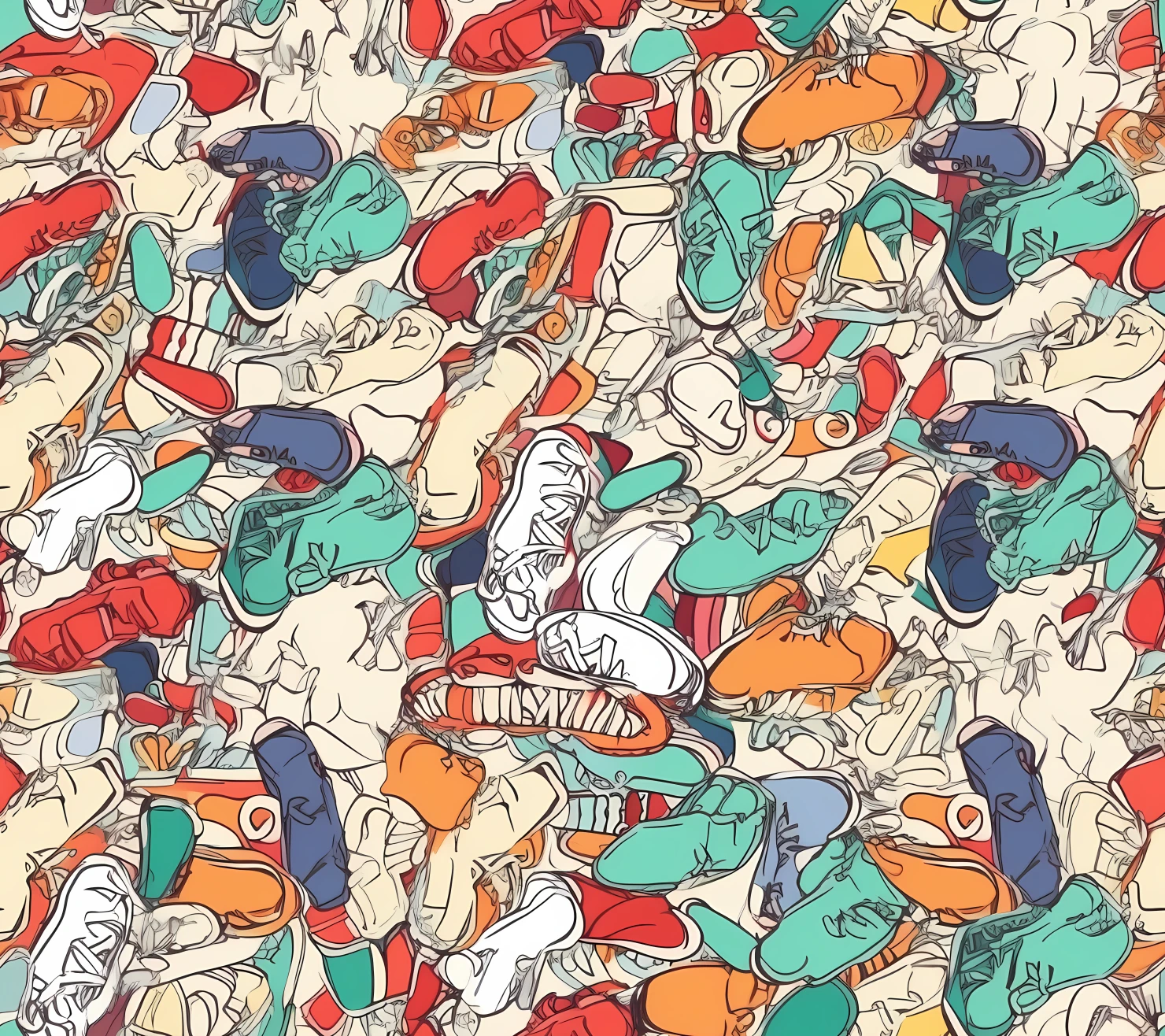 Colorful sneakers seamless pattern on a light color background #29518