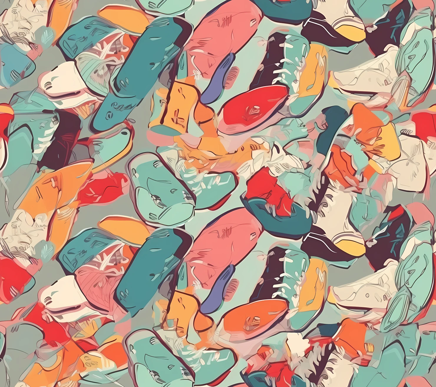 Colorful sneakers seamless pattern on a light color background #29522