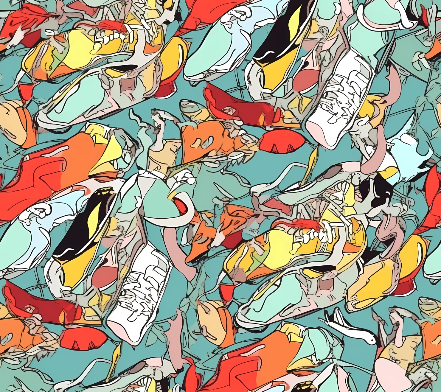 Colorful sneakers seamless pattern on a light color background #29525