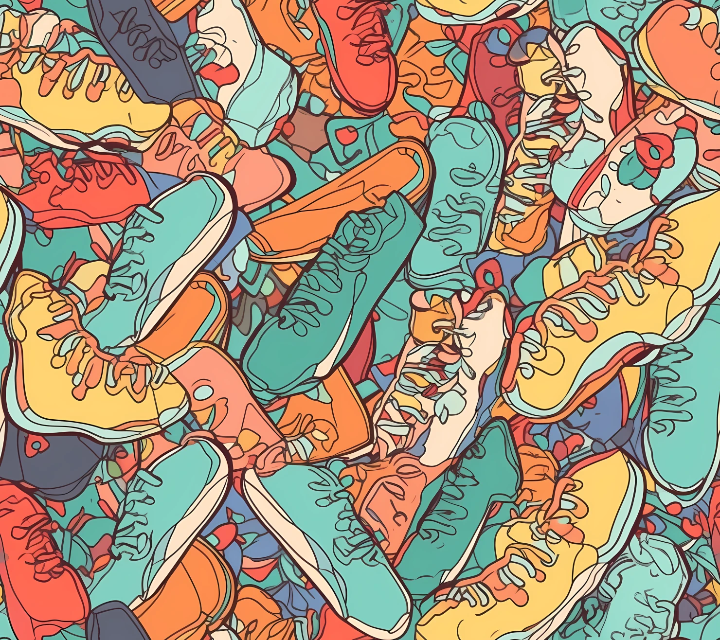 Colorful sneakers seamless pattern on a light color background #29526