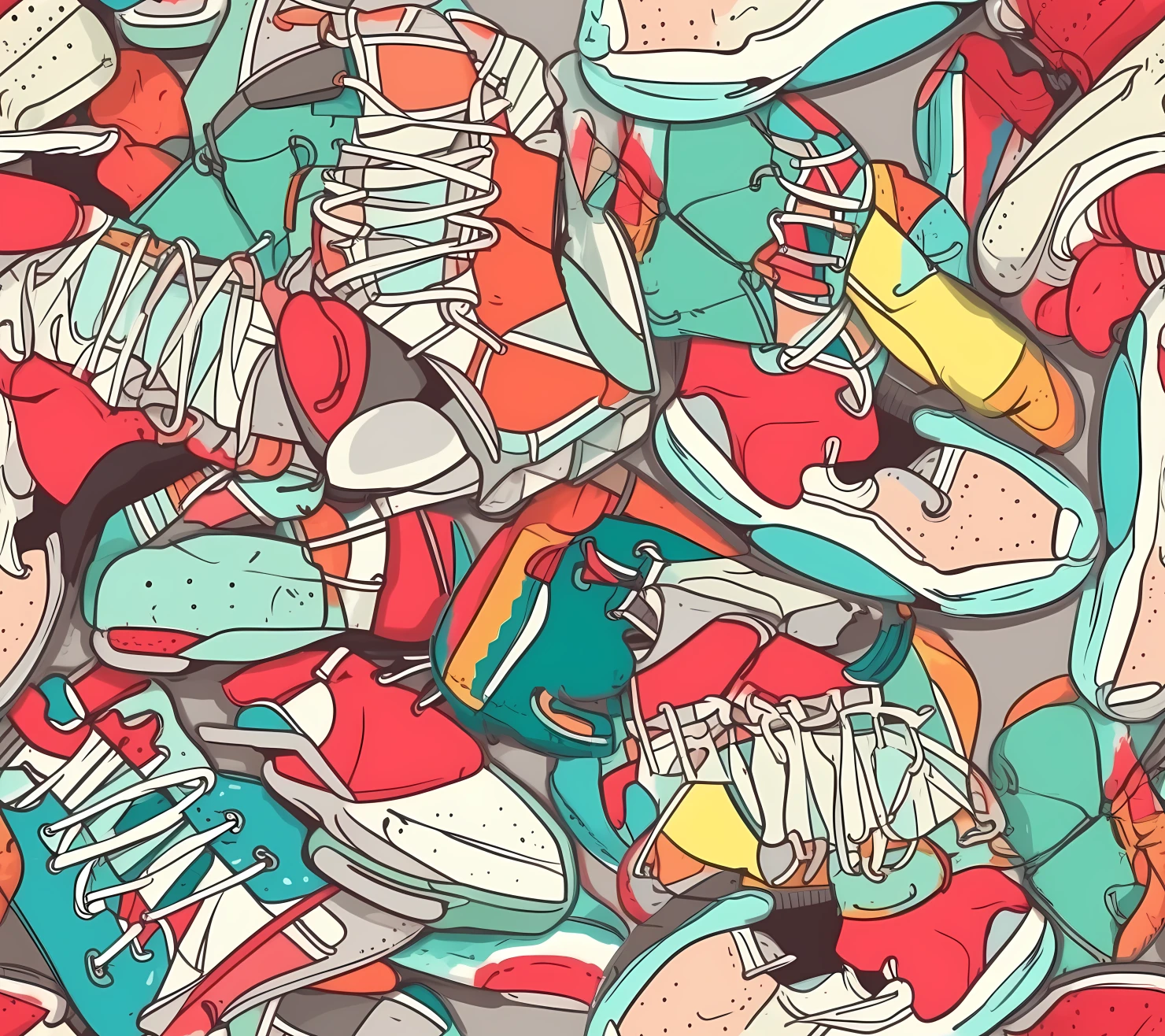 Colorful sneakers seamless pattern on a light color background #29527