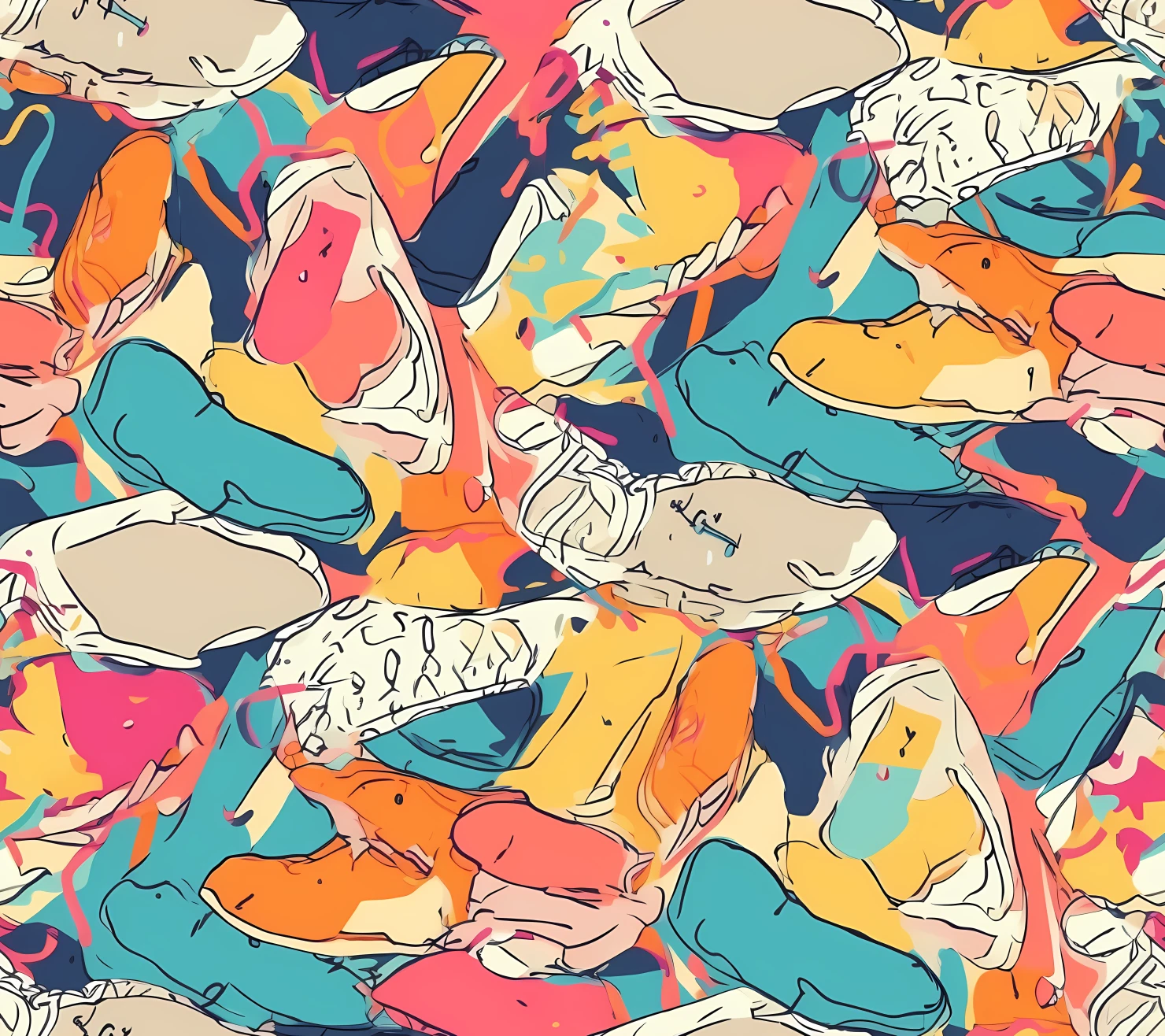 Colorful sneakers seamless pattern on a light color background #29533