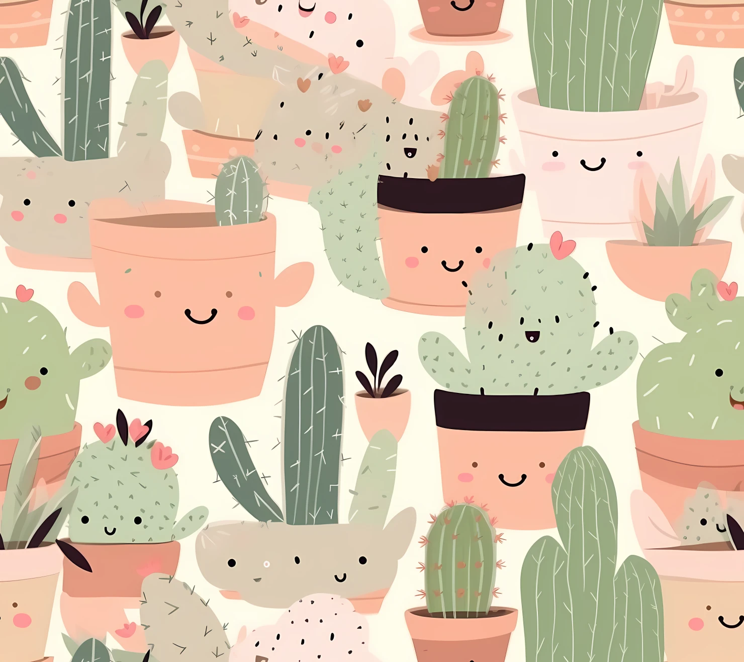 Cute cactus seamless pattern on a light color background #29555