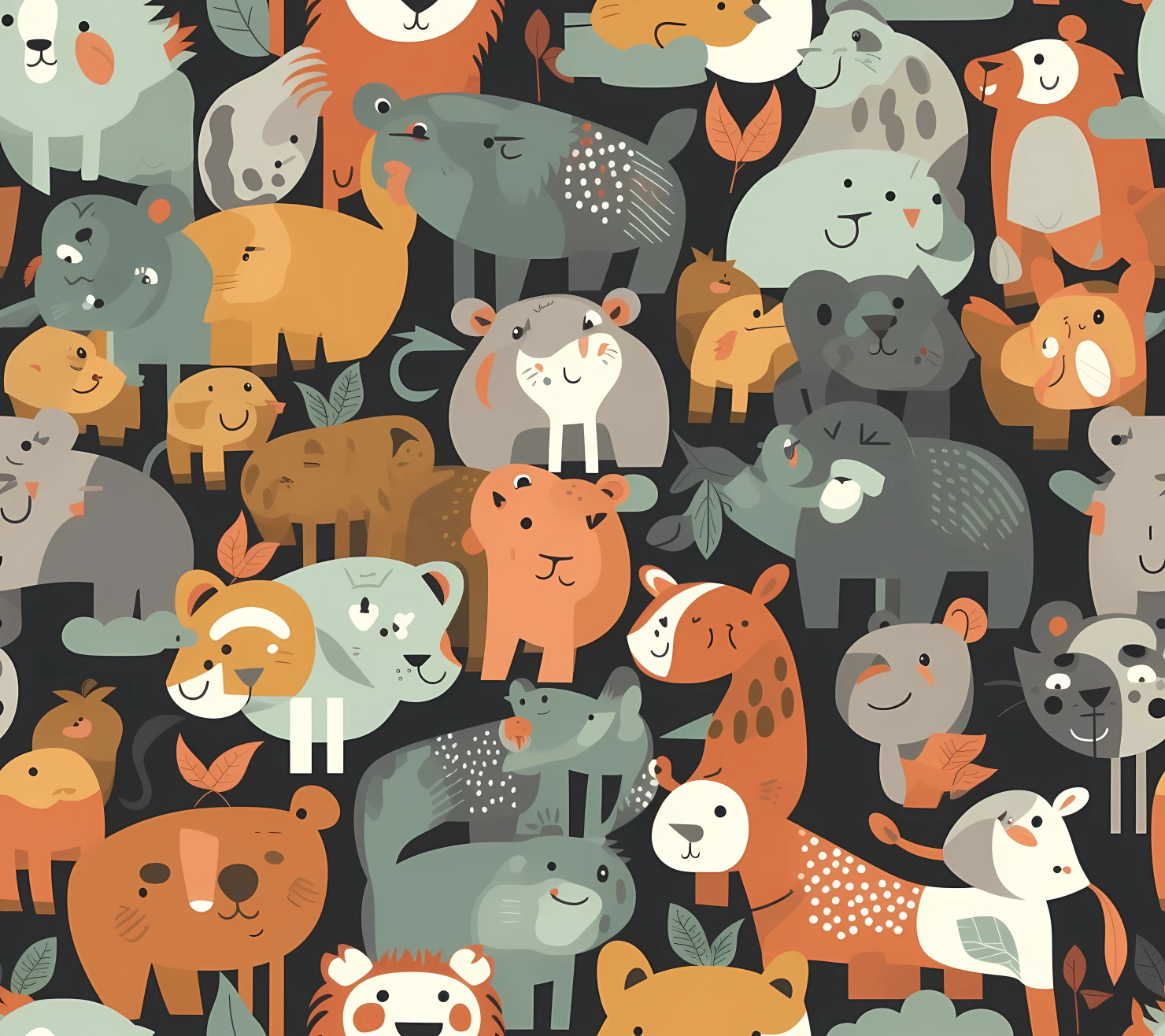 Cute zoo animals seamless pattern on a light color background #29581
