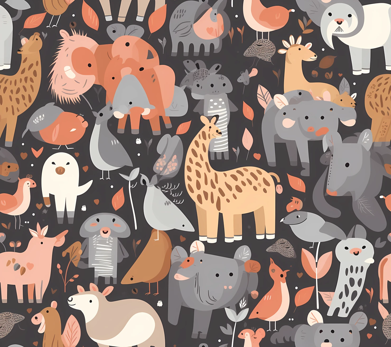 Cute zoo animals seamless pattern on a light color background #29583
