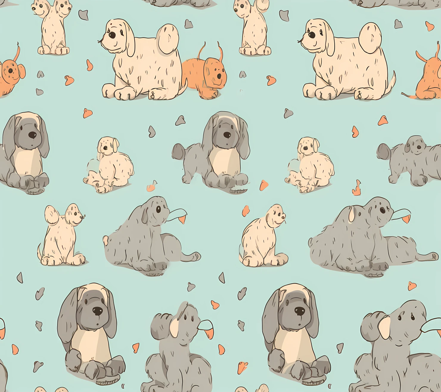 Dog boho seamless pattern on a light color background #29603