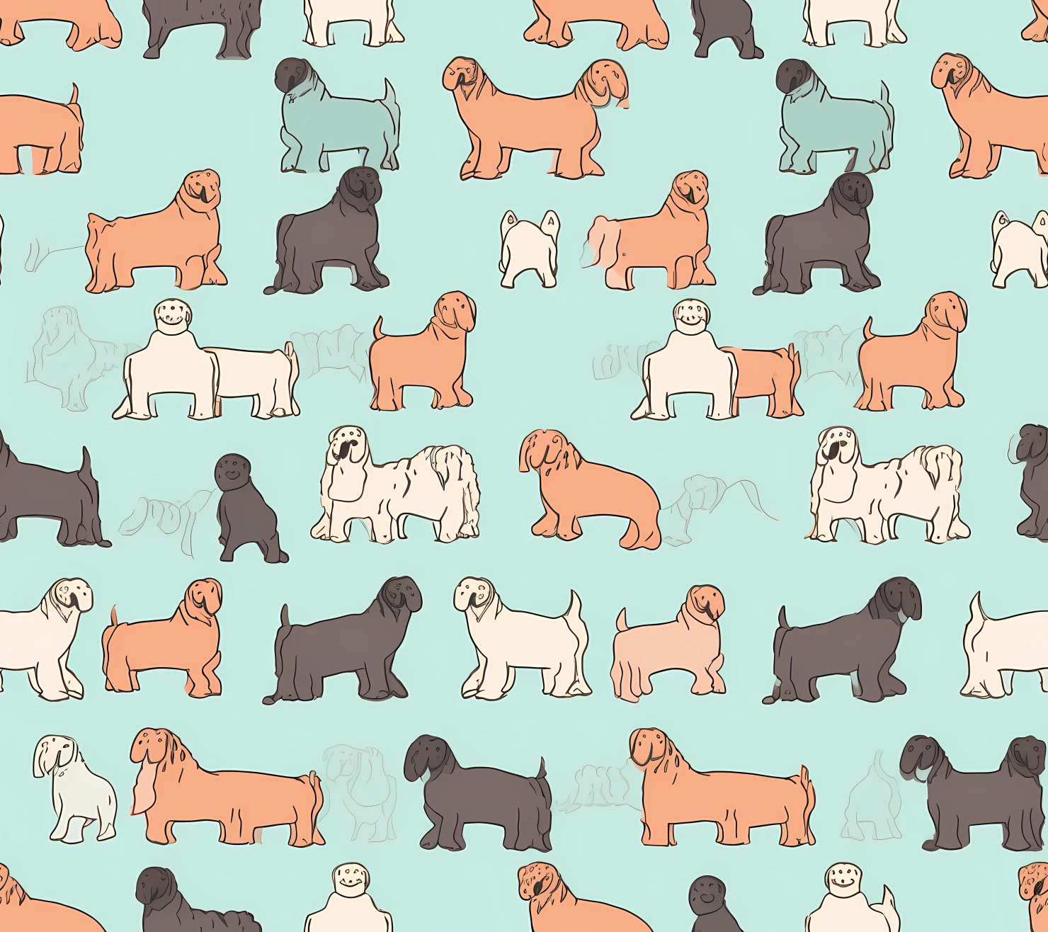 Dog boho seamless pattern on a light color background #29608