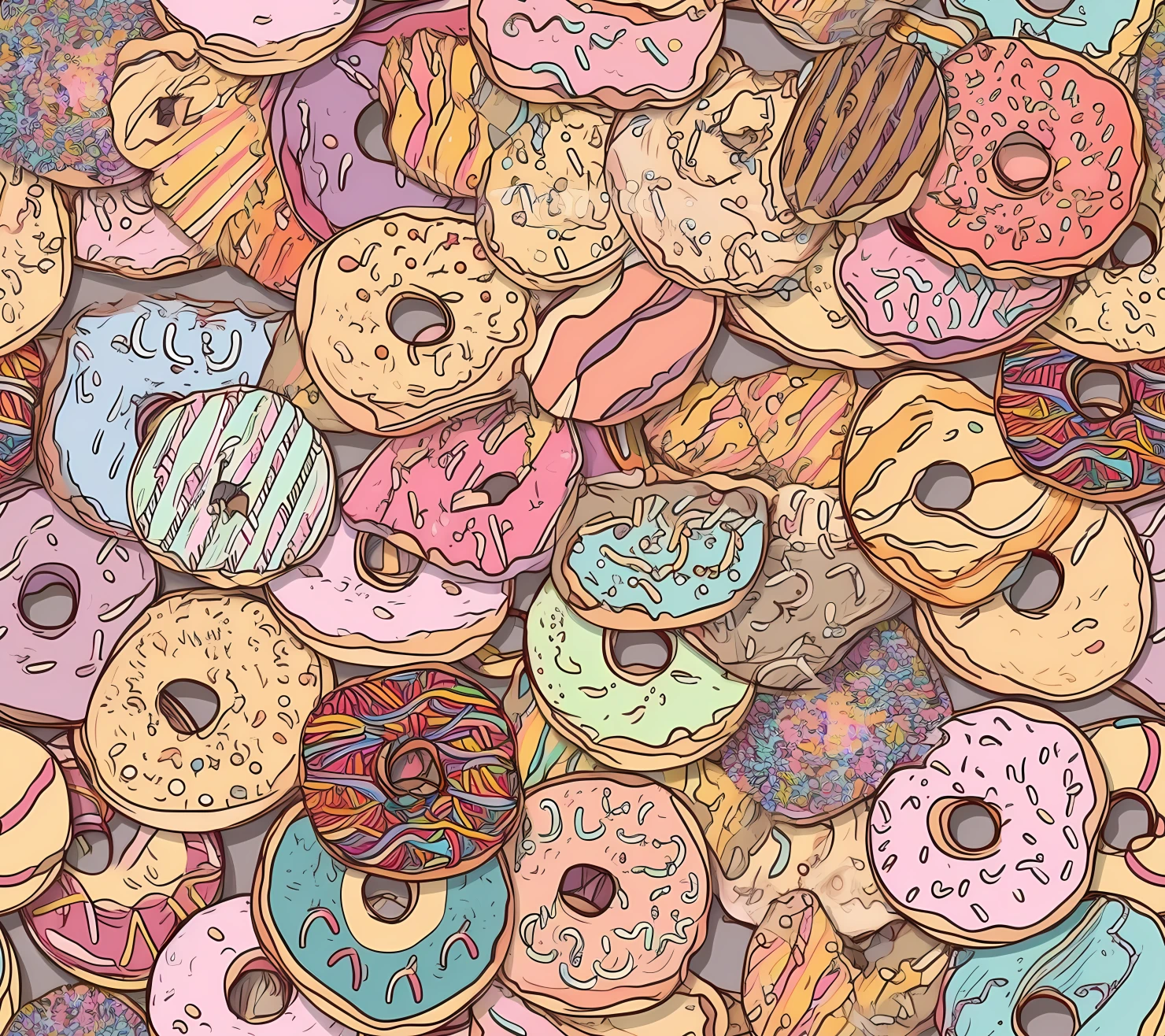 Donut seamless pattern on a light color background #29612