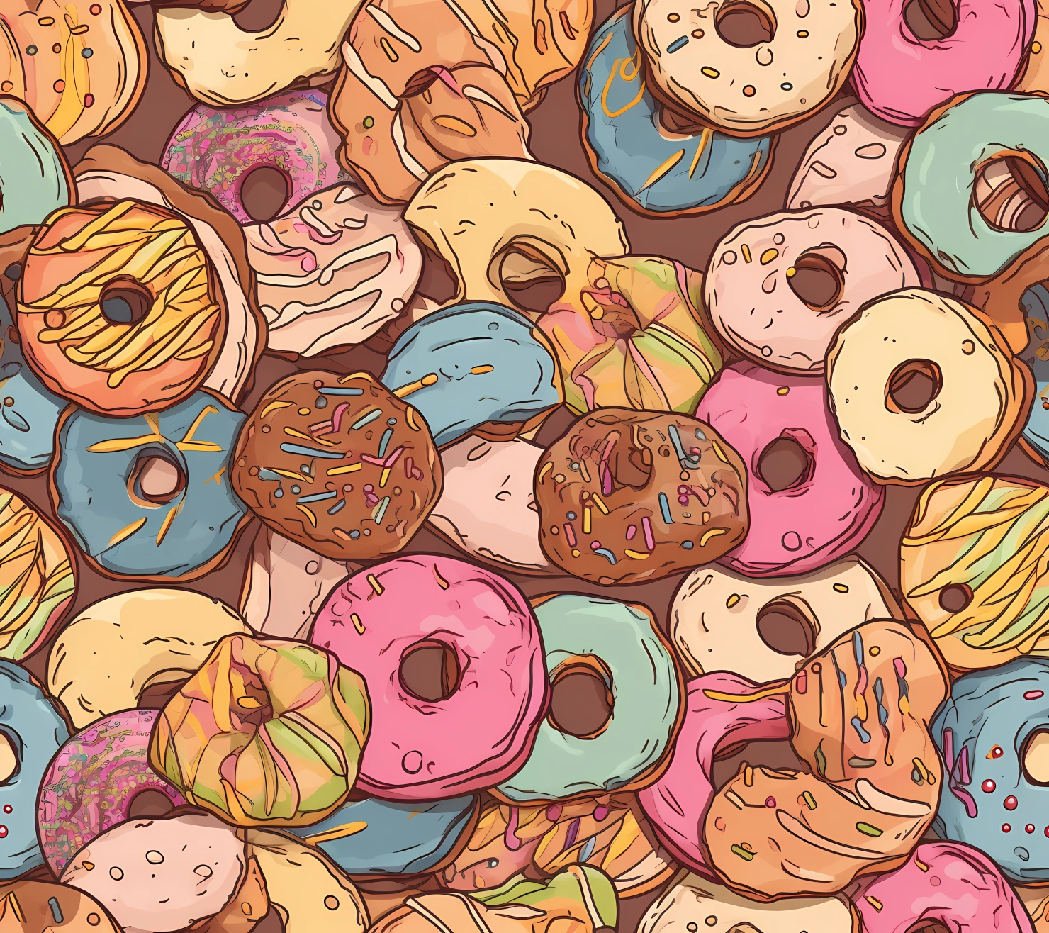 Donut seamless pattern on a light color background #29614
