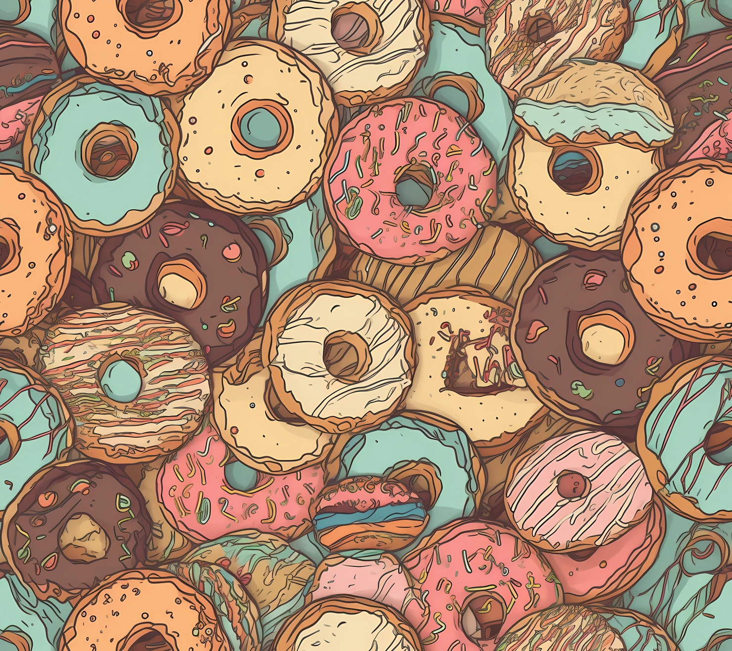 Donut seamless pattern on a light color background #29616
