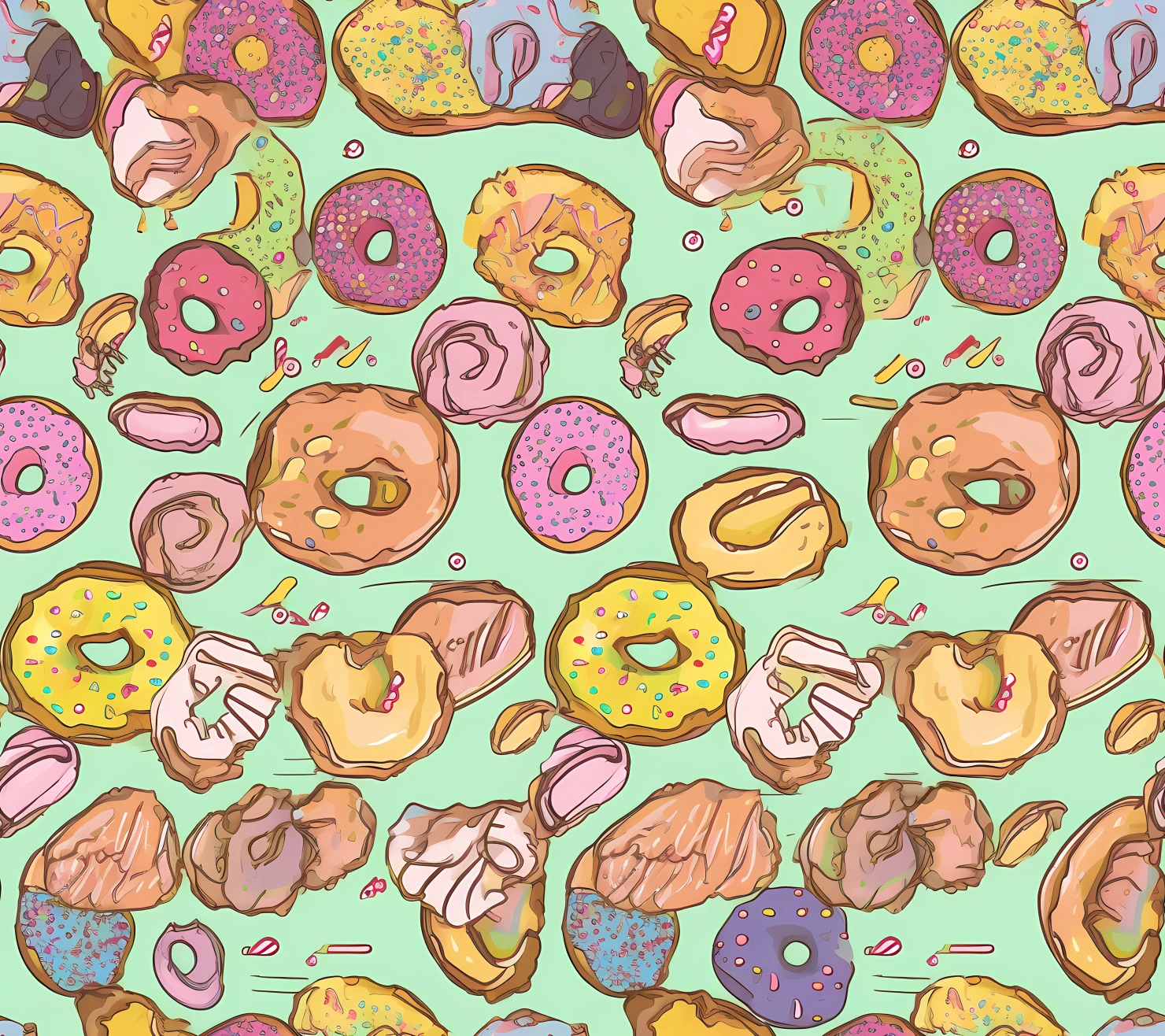 Donut seamless pattern on a light color background #29617