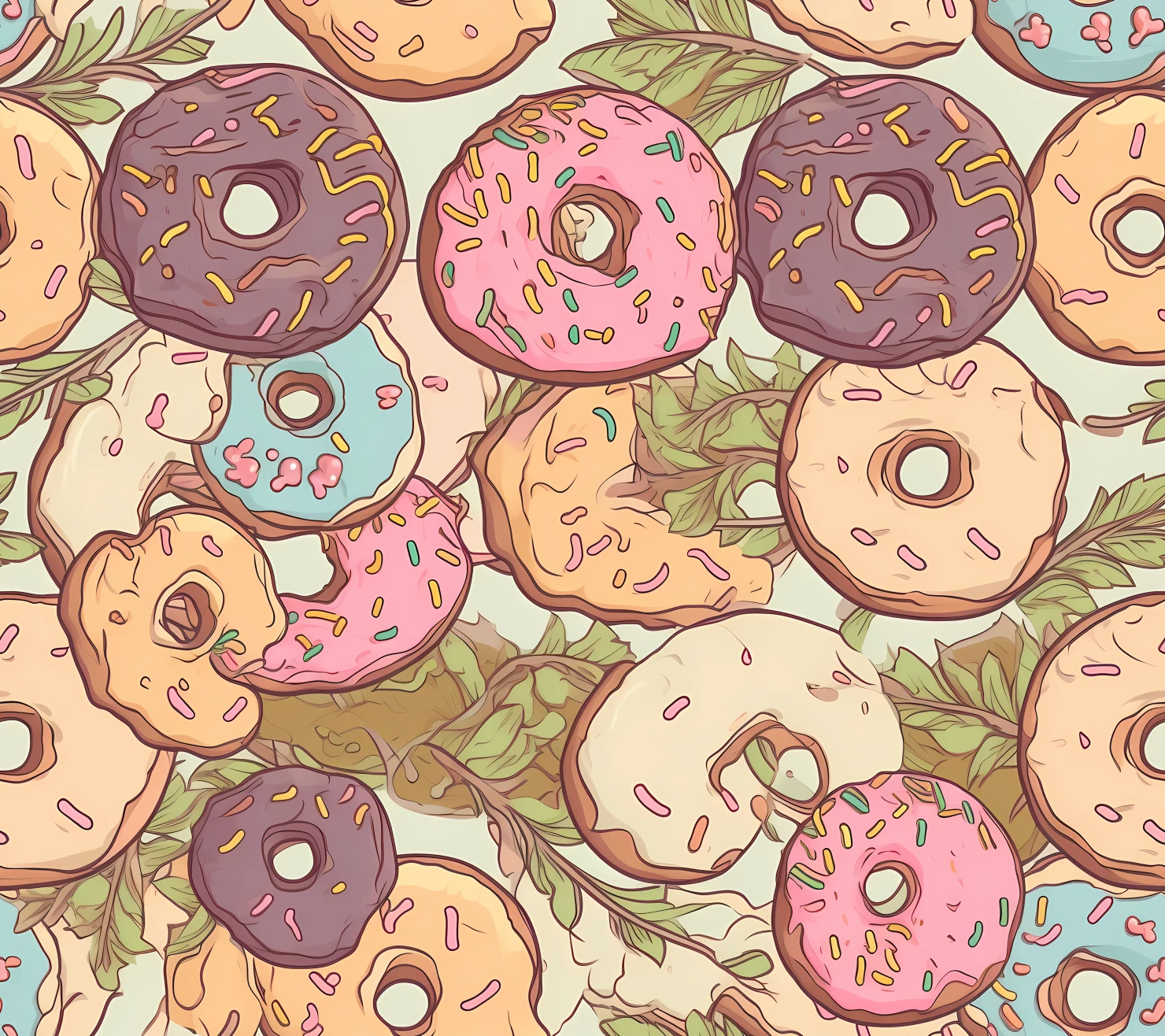 Donut seamless pattern on a light color background #29618