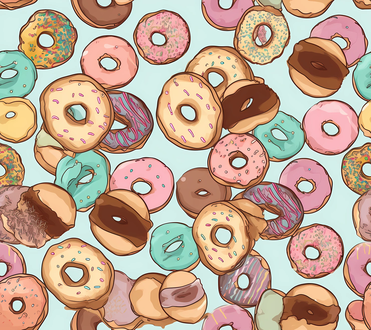 Donut seamless pattern on a light color background #29619