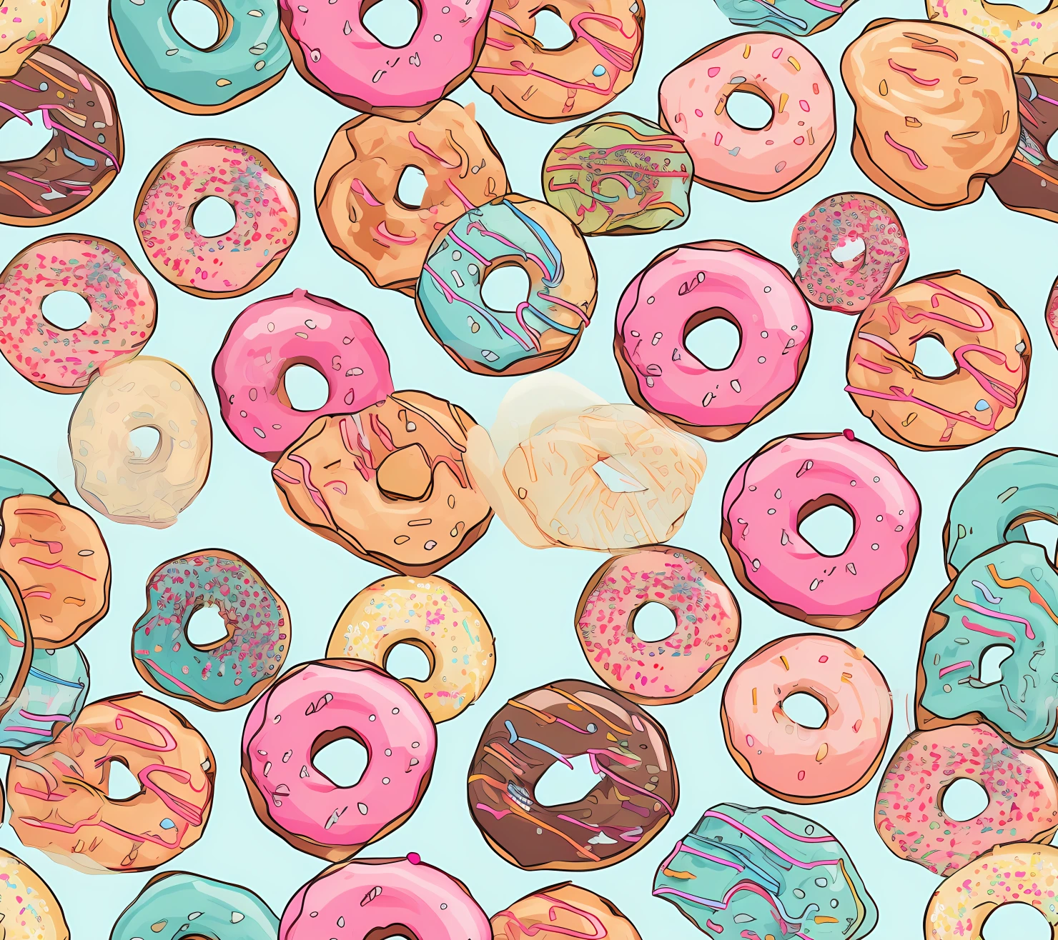 Donut seamless pattern on a light color background #29621